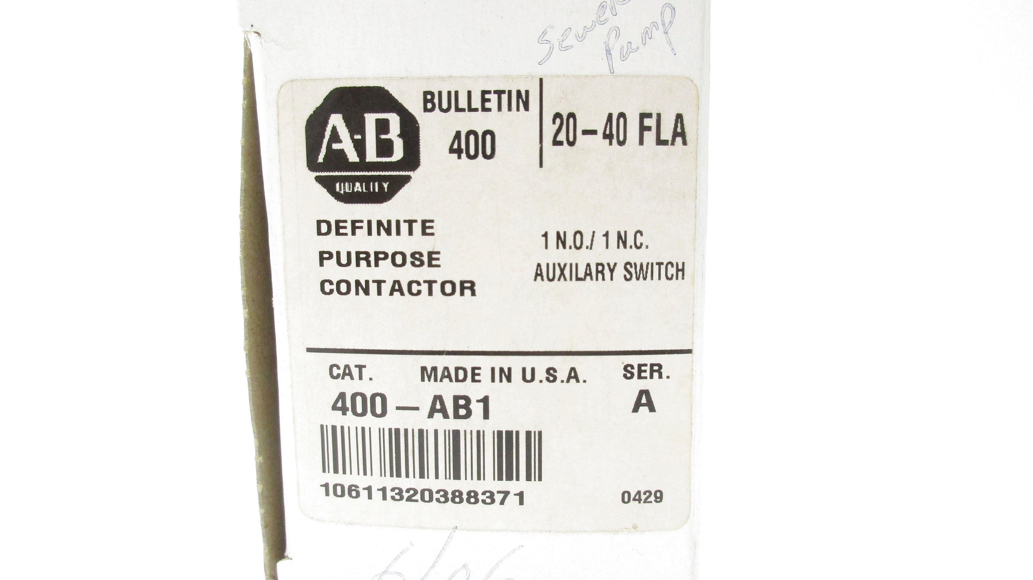 ALLEN BRADLEY 400-AB1 SER. A 240V (WH) NSMP