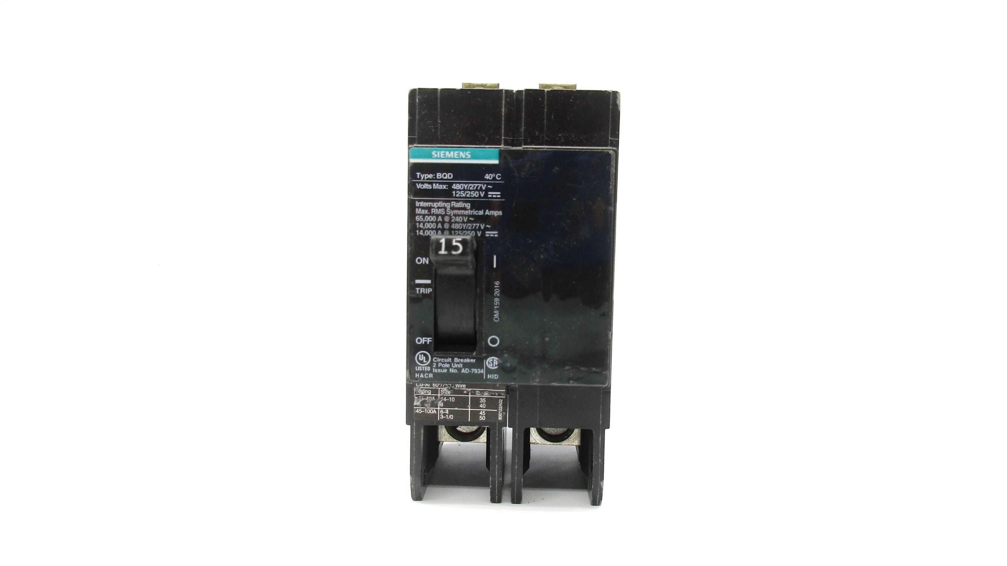 SIEMENS BQD215 125/480V 15A UNMP