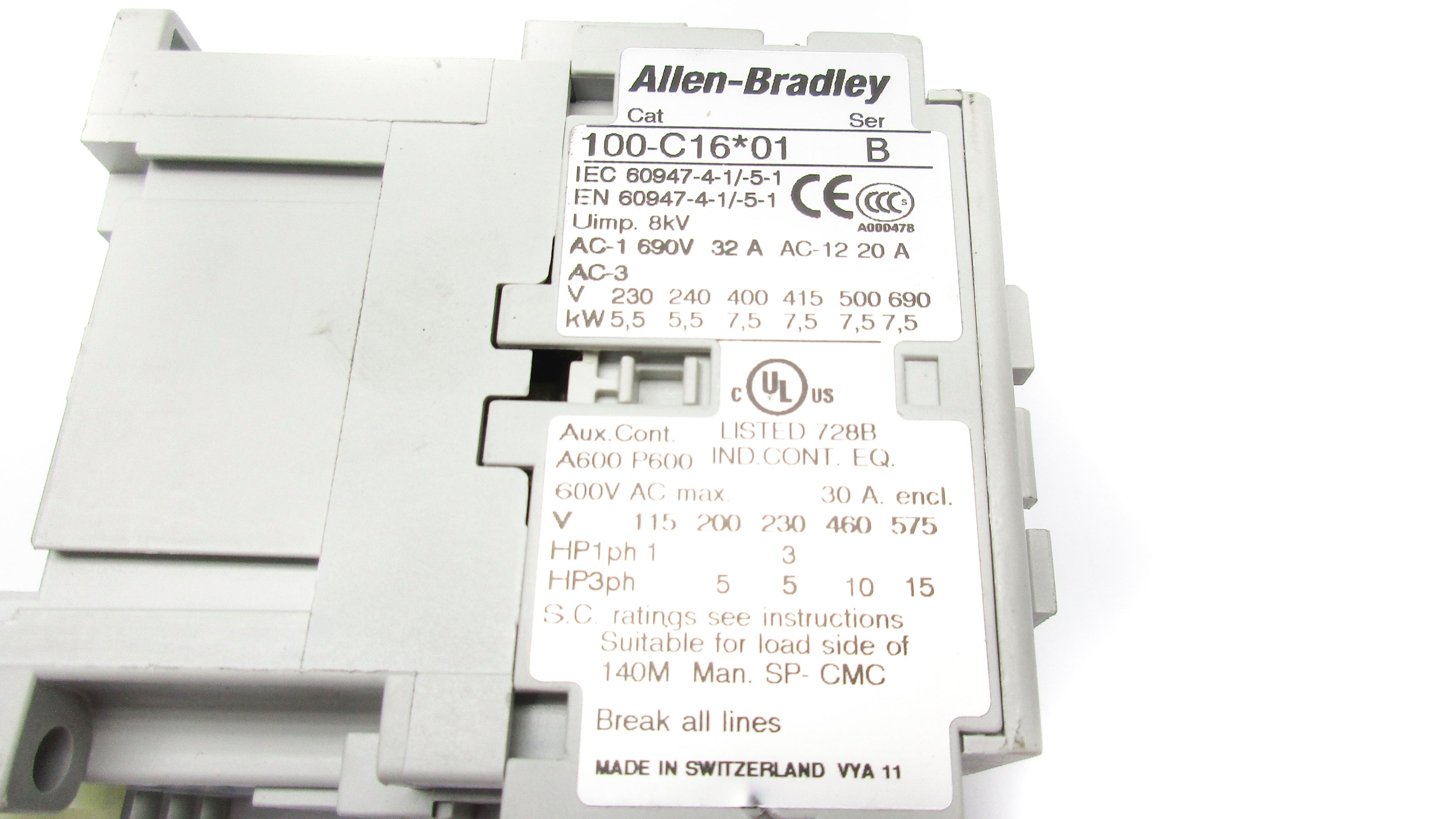 ALLEN BREADLEY 100-C16A01 SER. B 220/240V NSNP