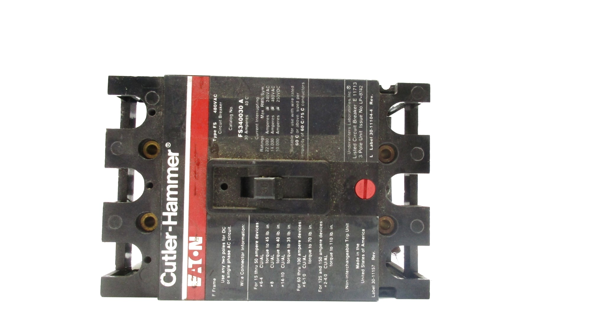 CUTLER HAMMER FS3400030 240-480VAC 30A UNMP