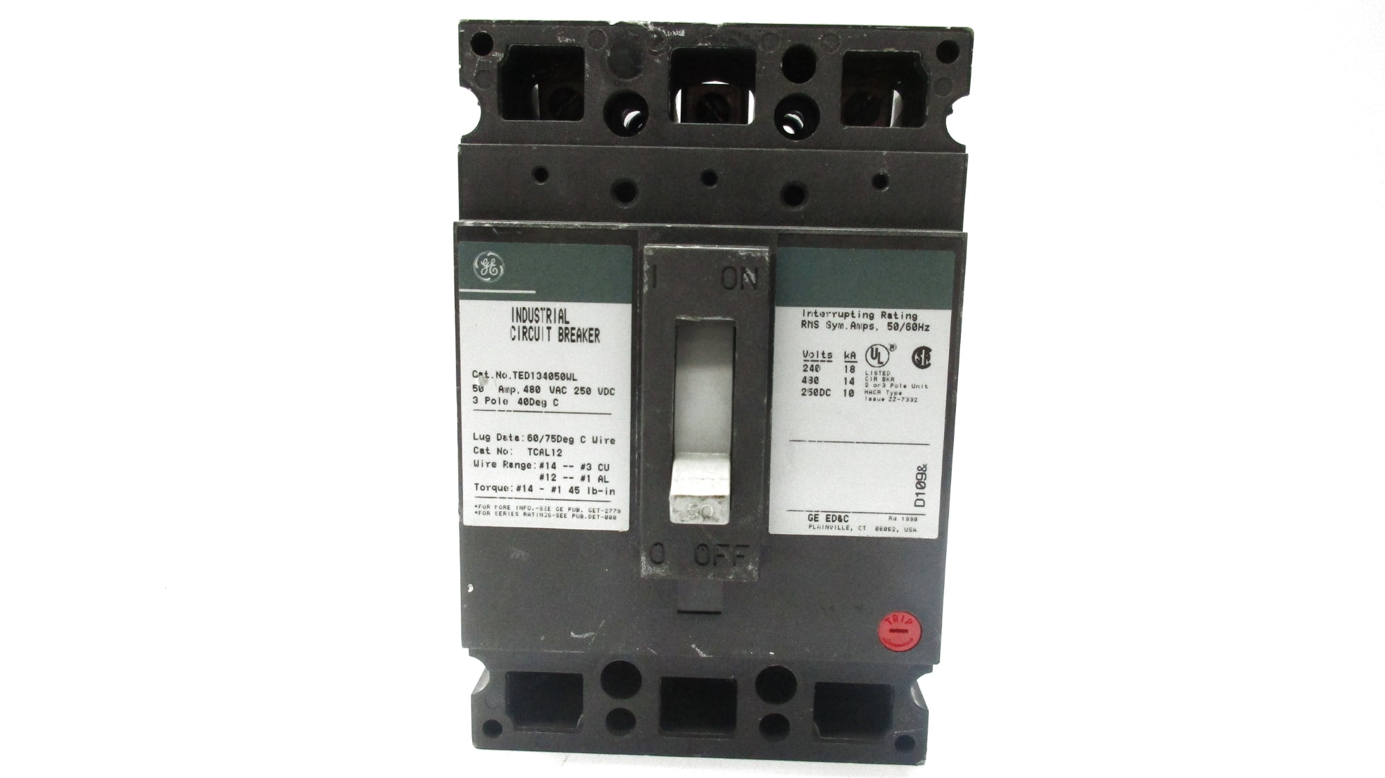GENERAL ELECTRIC TED134050WL 480VAC 50A  UNMP