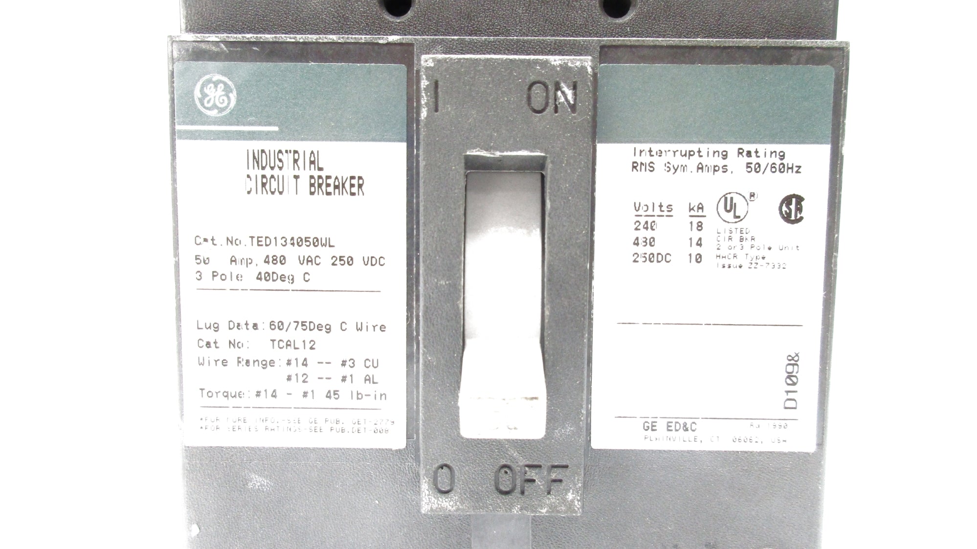GENERAL ELECTRIC TED134050WL 480VAC 50A  UNMP