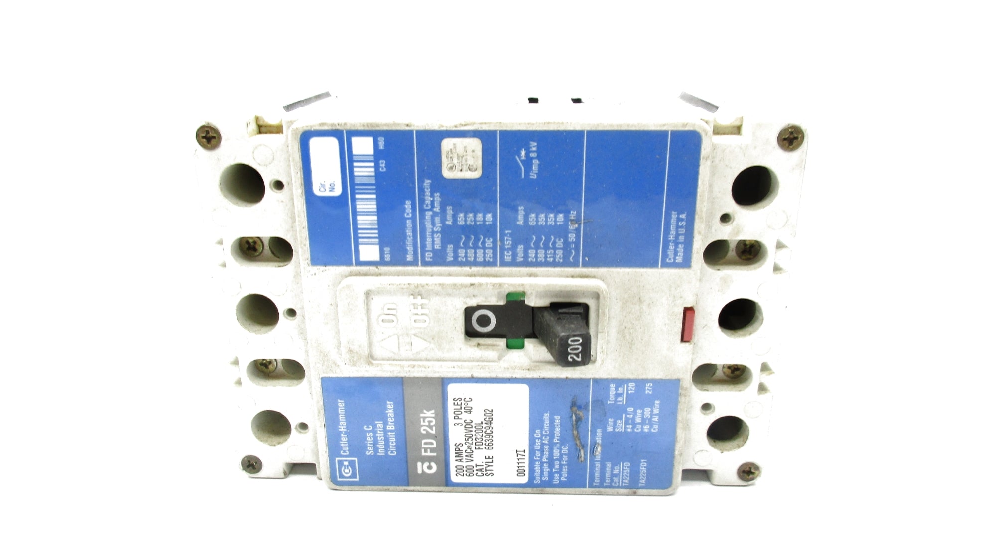 CUTLER HAMMER FD3200L SER. C 240-600V 200A UNMP