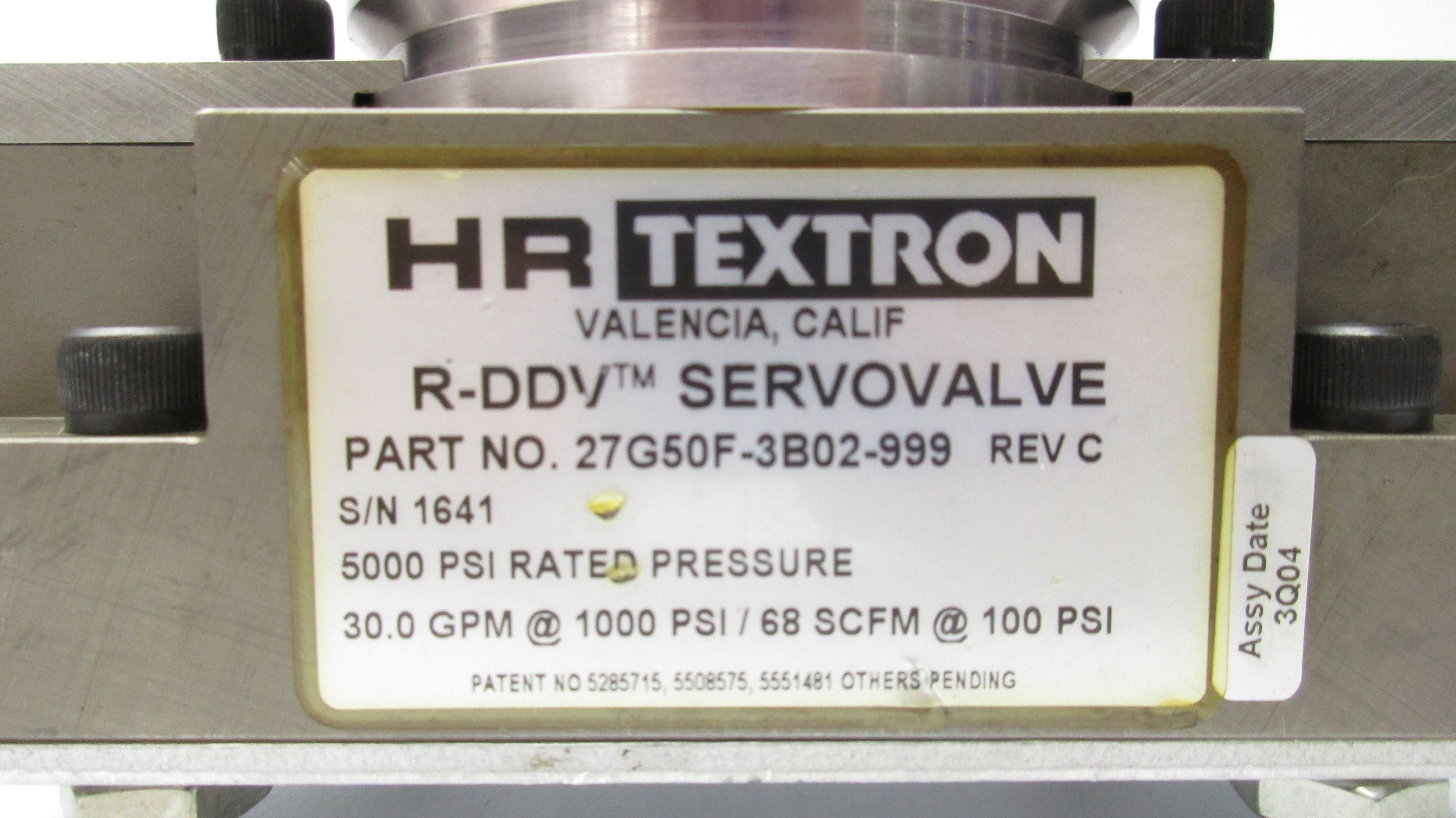 HR TEXTRON 27G50F-3B02-999 10V 5000PSI UNMP