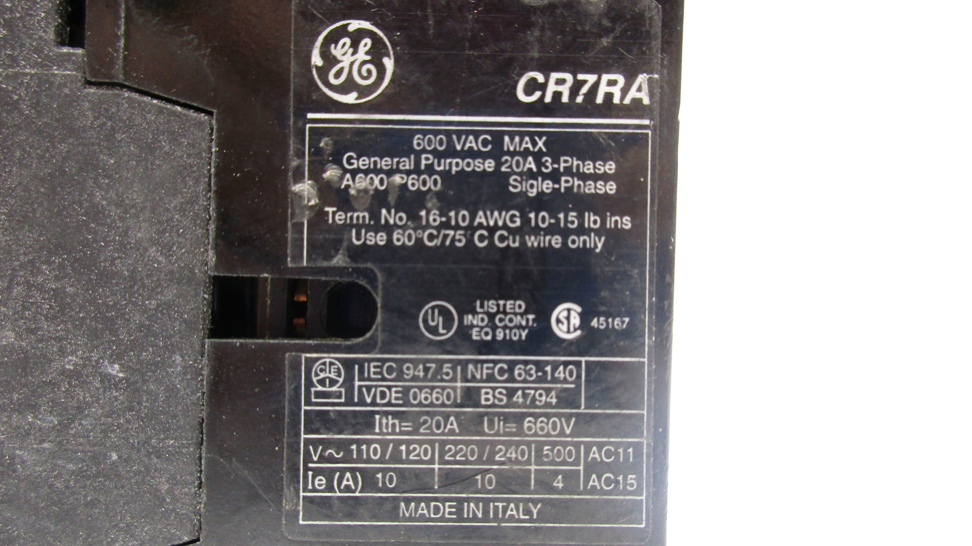 GENERAL ELECTRIC CR7RA22 110/120V 20A NSNP