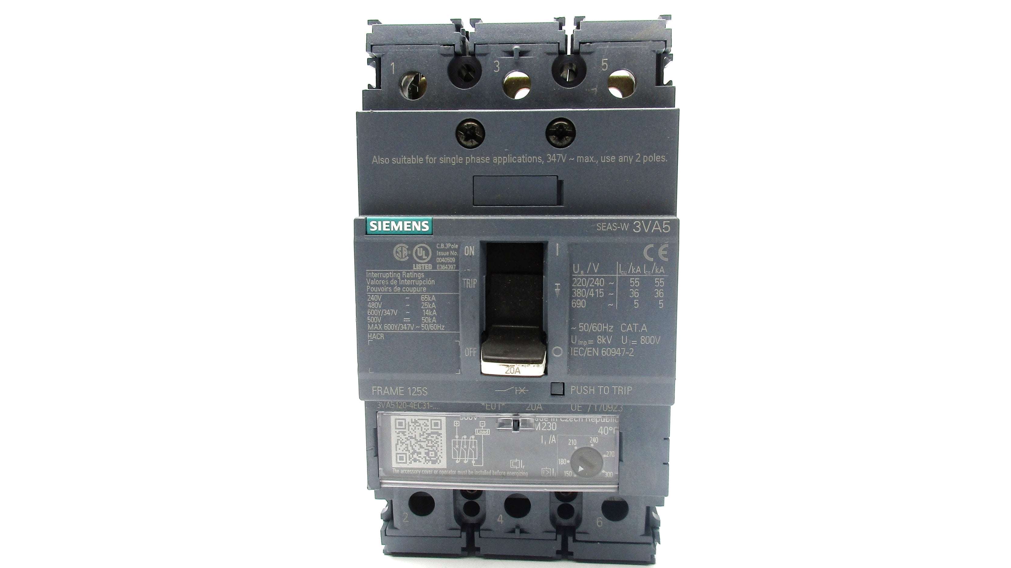 SIEMENS 3VA5120-4EC31-0AA0 690V 20A NSNP