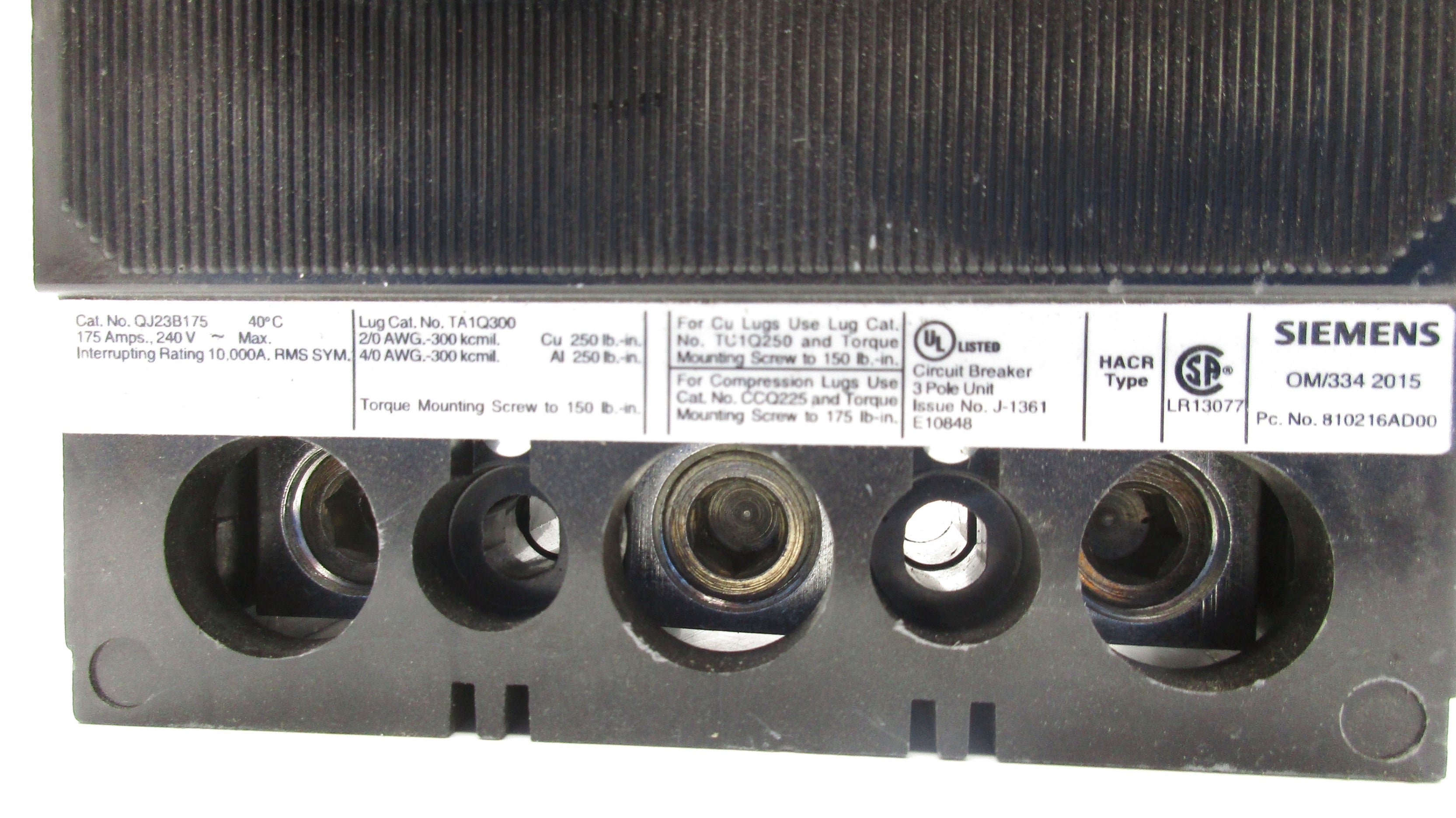 SIEMENS QJ23B175 240V 175A NSNP