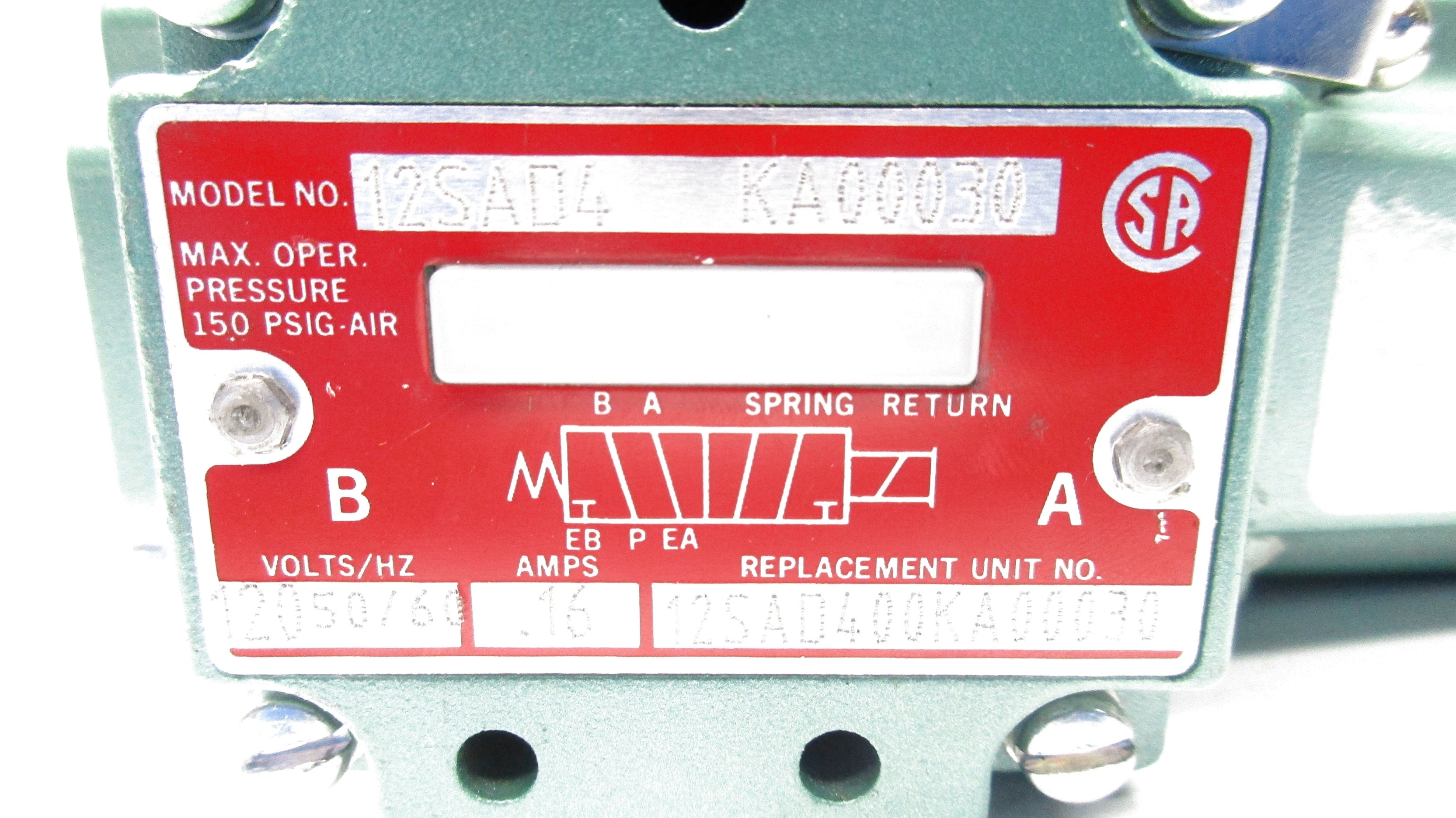 NUMATICS 12SAD4KA00030 120V 150PSI NSNP