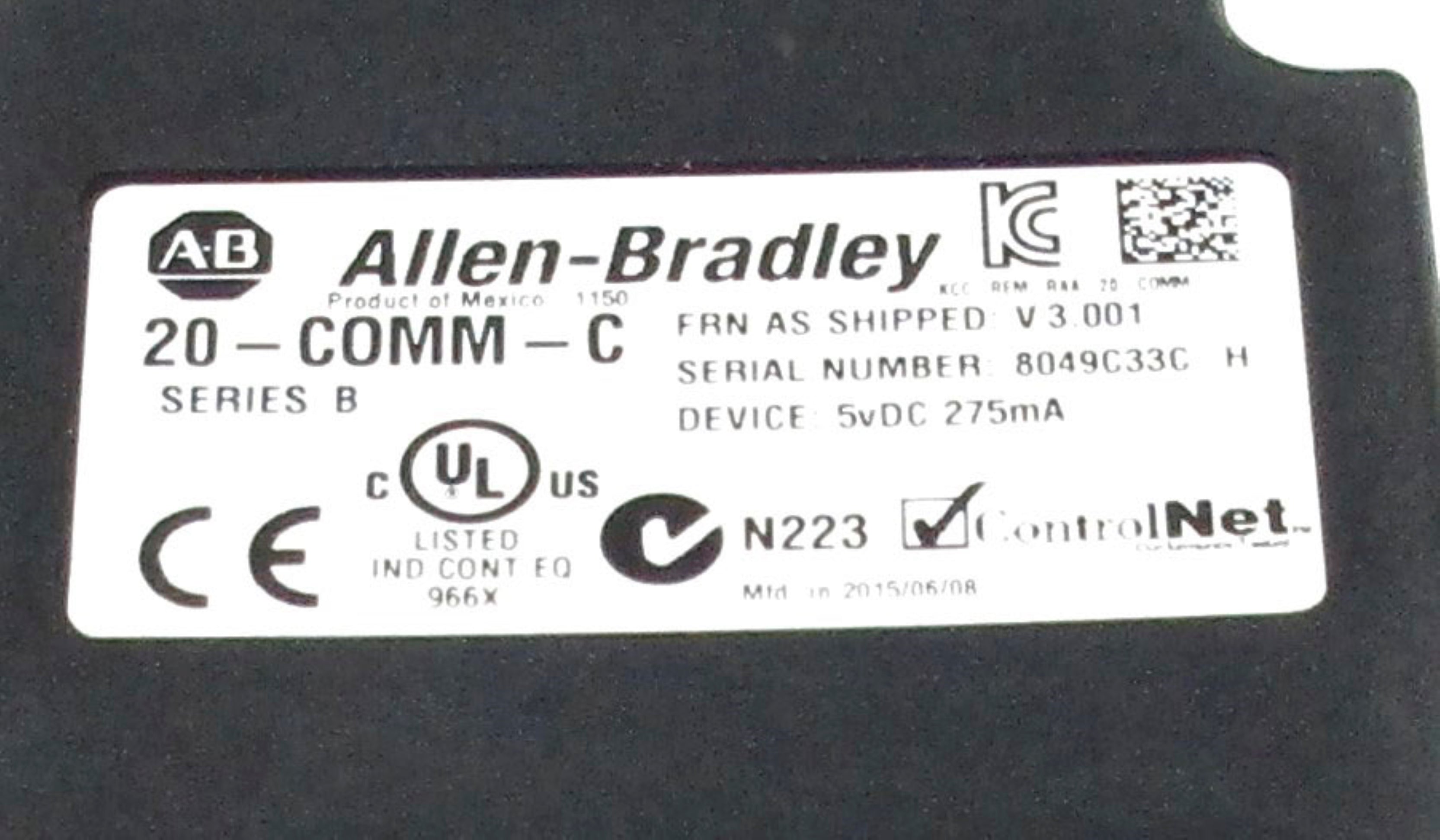 ALLEN BRADLEY 20-COMM-C SER. B 5VDC F/W V3.001 NSNP