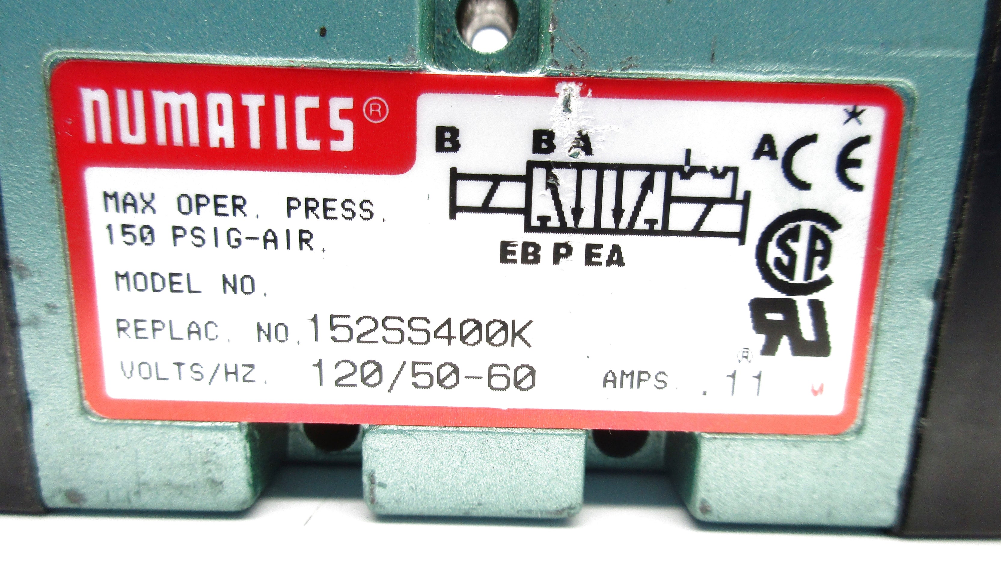 NUMATICS 152SS400K 120V 150PSIG NSNP