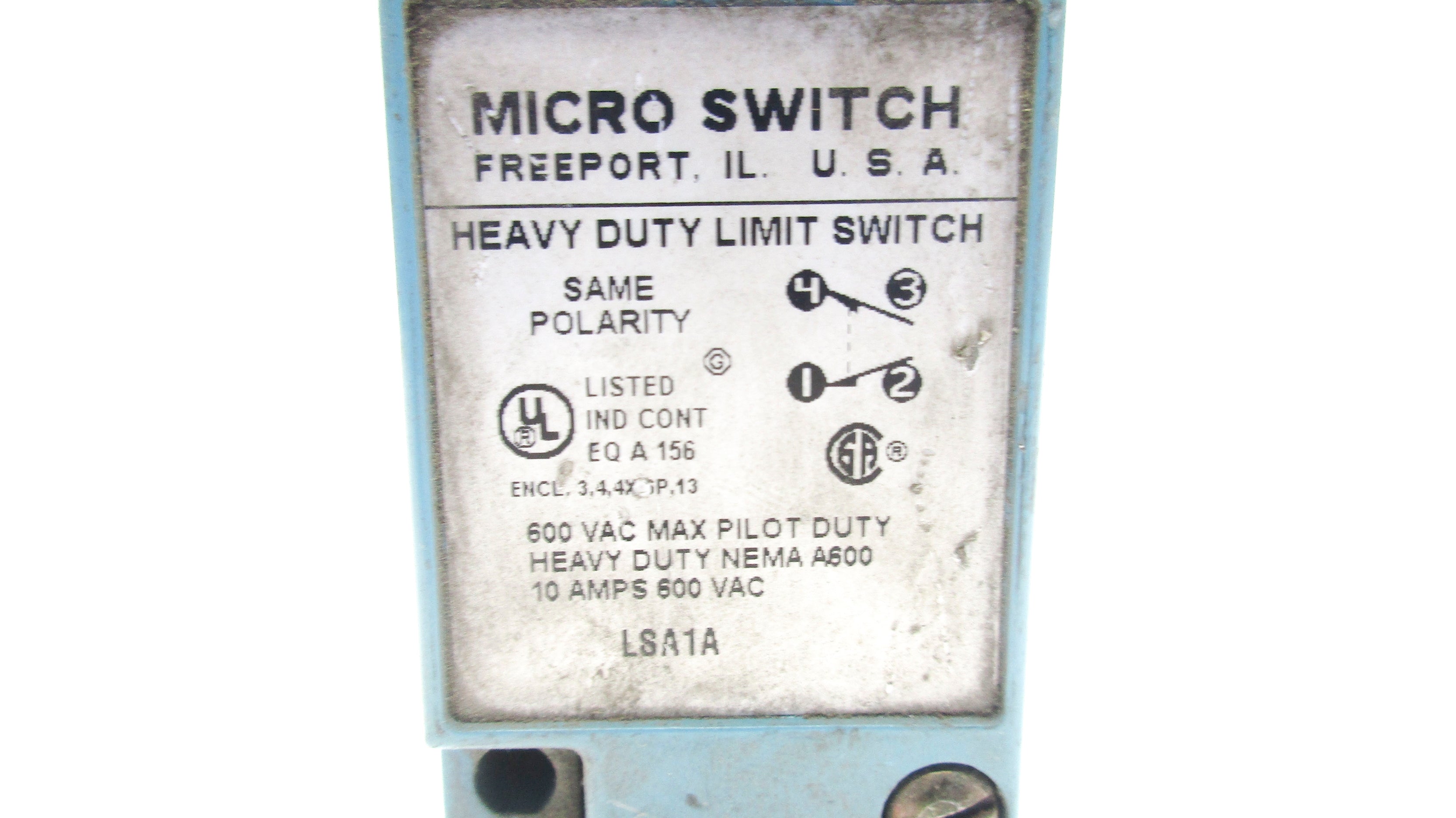 MICRO SWITCH LSA1A 600VAC 10A UNMP