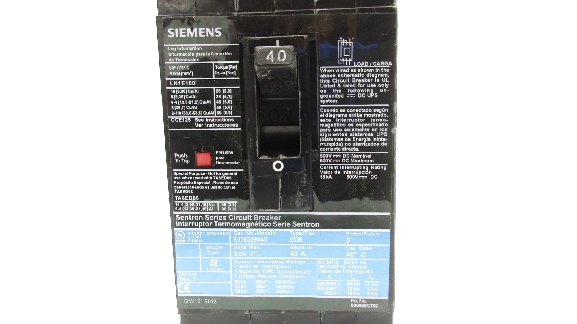 SIEMENS ED63B040 600V 40A UNMP
