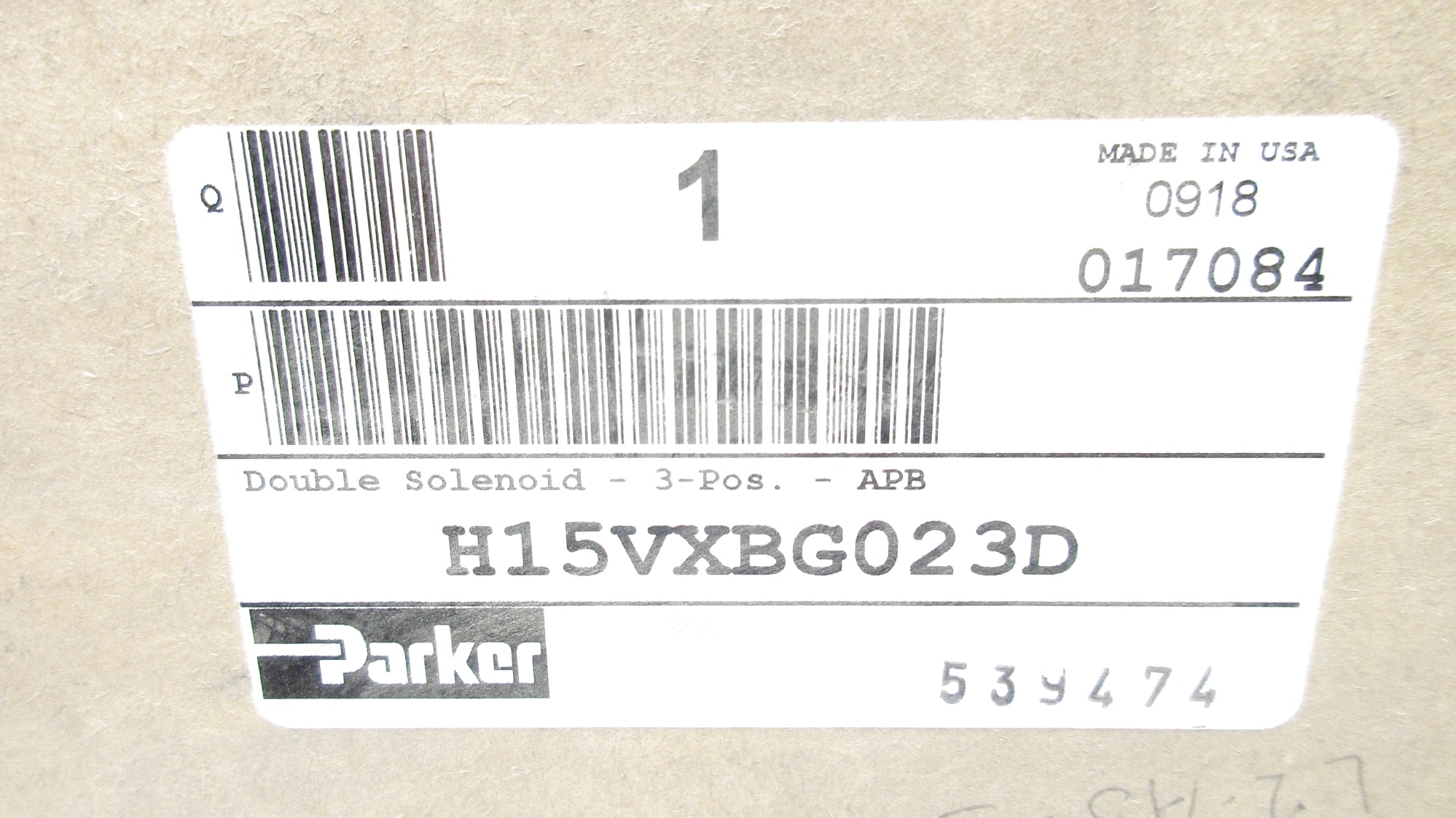 PARKER H15VXBG023D 120VAC 145PSIG NSMP