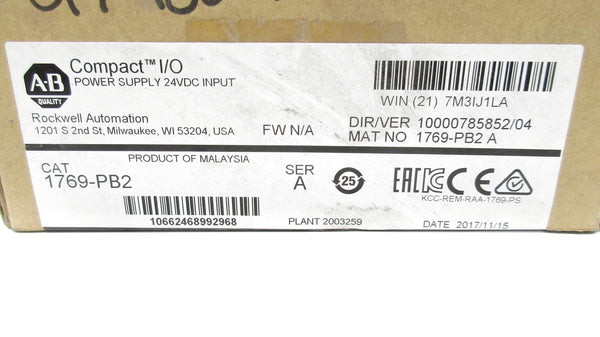 ALLEN BRADLEY 1769-PB2 SER. A 24VDC DATE: 2017 NSFS