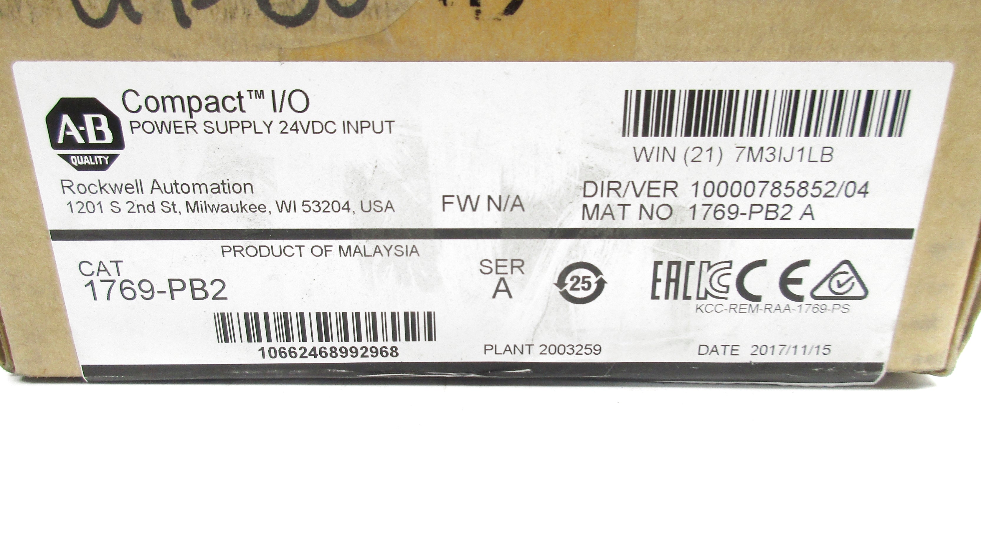 ALLEN BRADLEY 1769-PB2 SER. A NSMP
