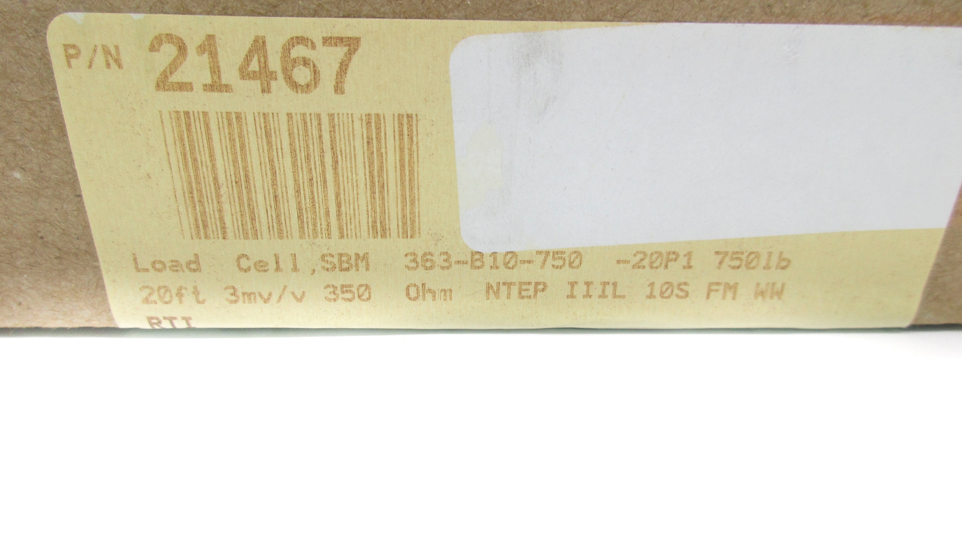 RICE LAKE SBM363-B10-750-20P1 21467 NSFS