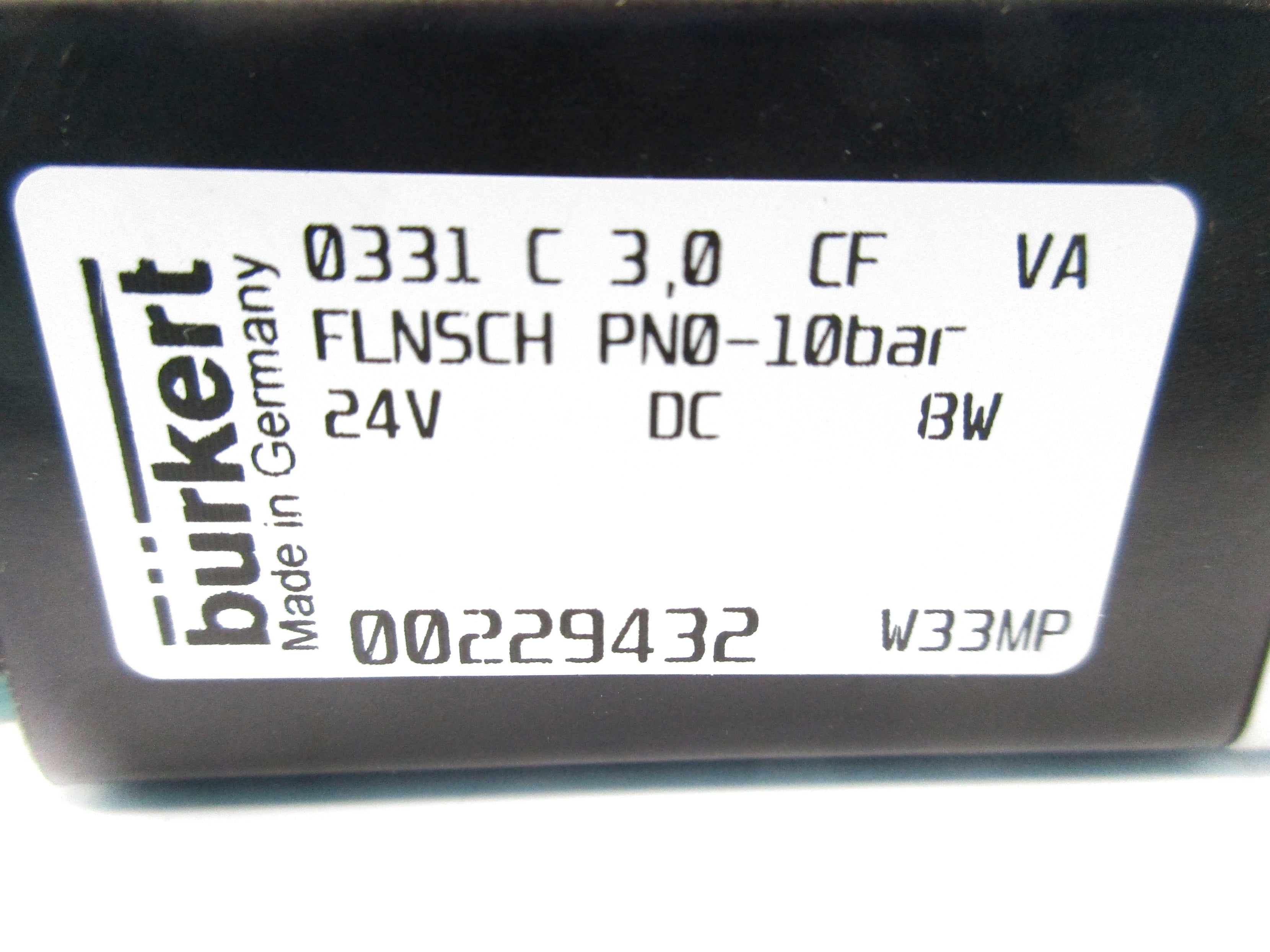 BURKERT 0331-C-3.0-CF-VA 24VDC NSNP
