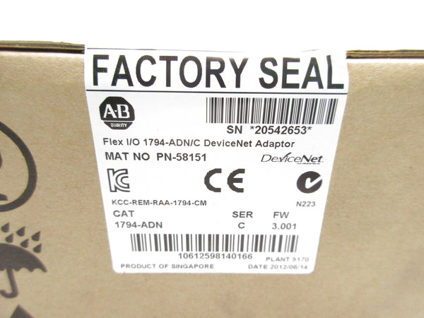 ALLEN BRADLEY 1794-ADN SER. C F/W 3.001 DATE: 2012 NSFS