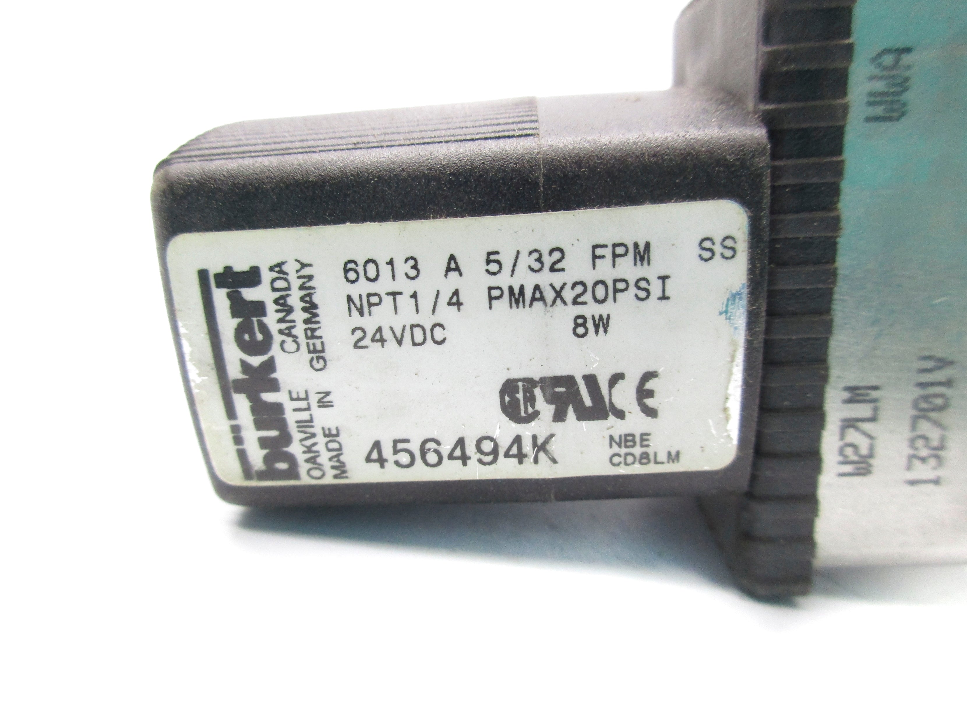 BURKERT 6013-A-5/32-FPM-SS 20PSI 24VDC UNMP