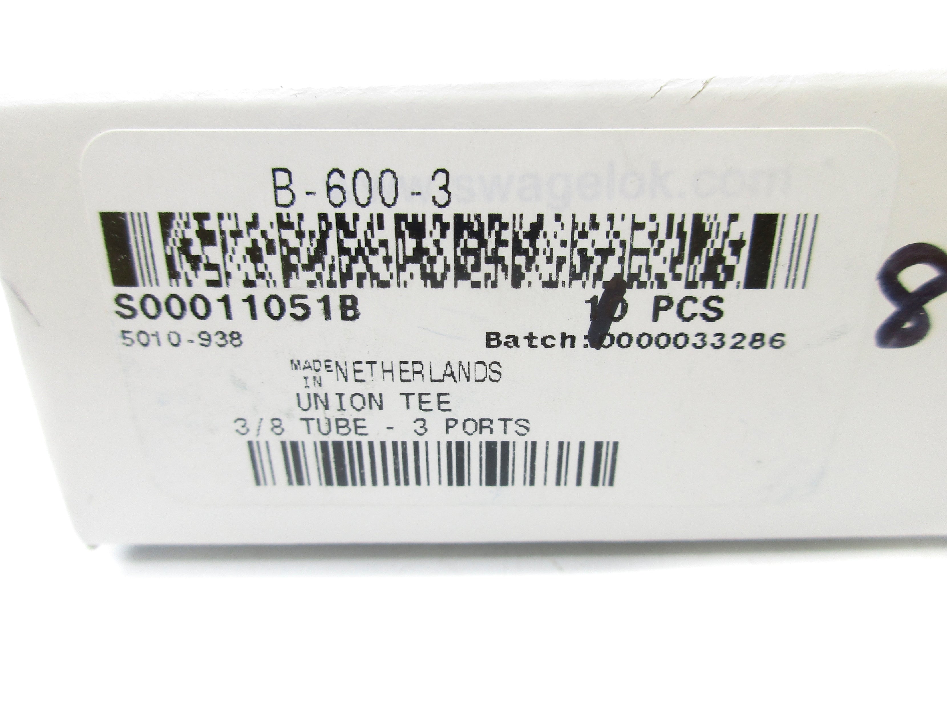 SWAGELOK B-600-3 (PKG OF 10) NSMP