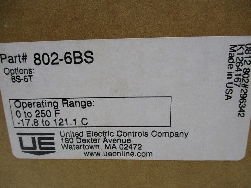 UNITED ELECTRIC 802-6BS * NEW IN BOX*