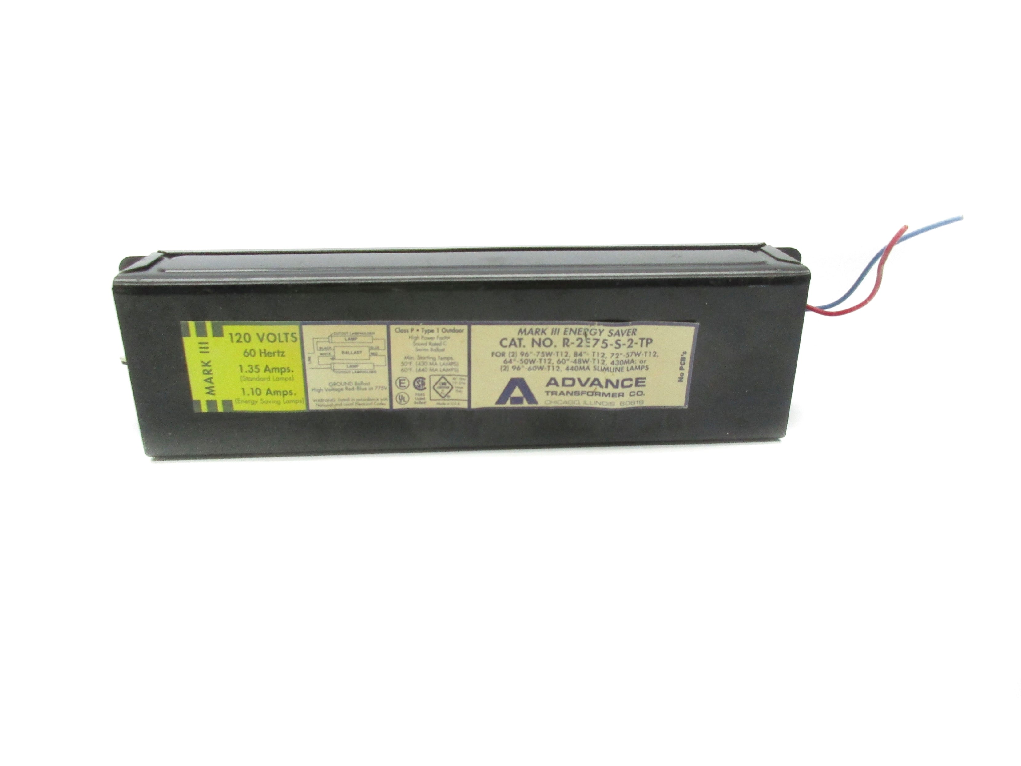 ADVANCE TRANSFORMER R-2E75-S-2-TP NSNP