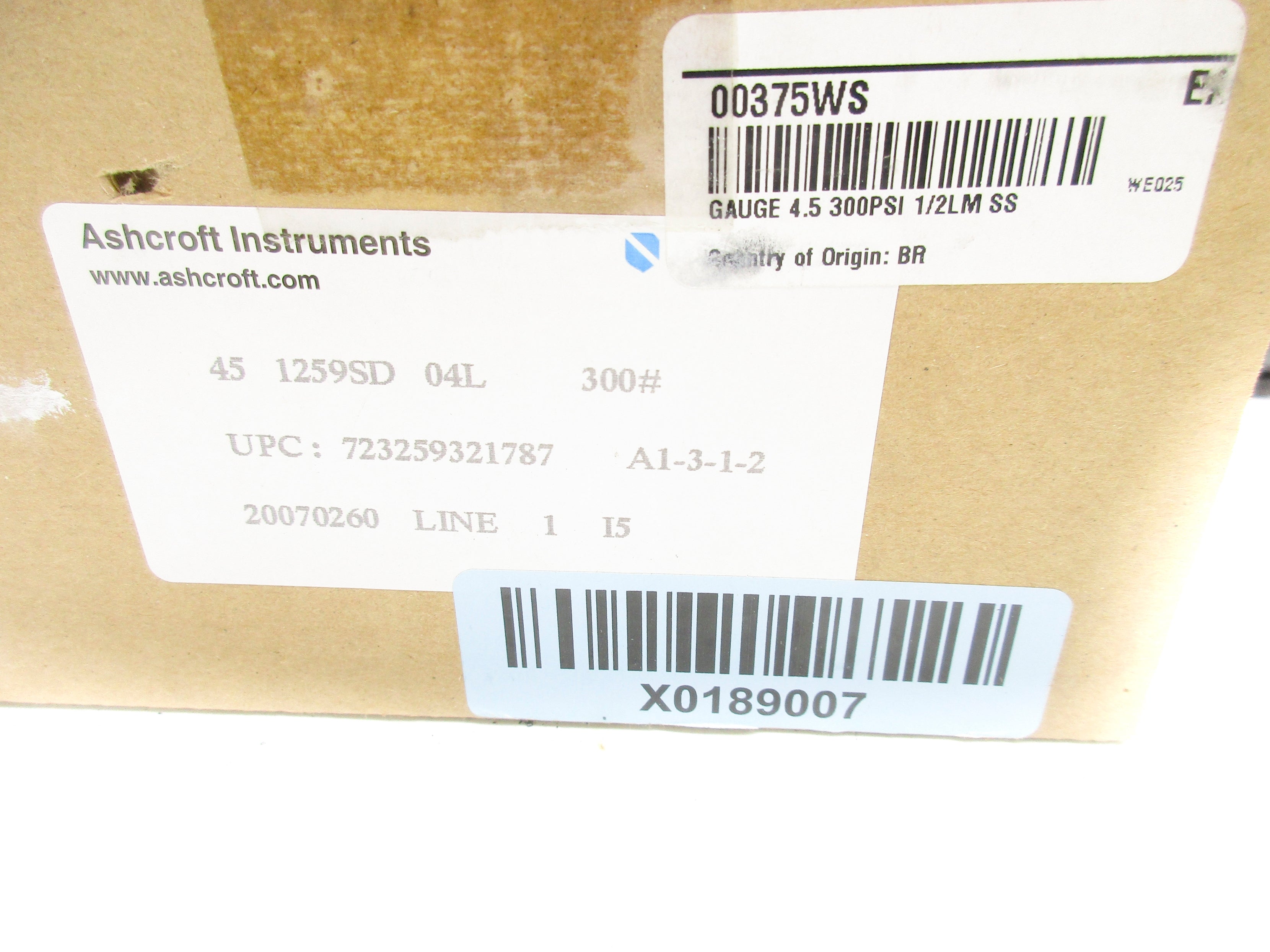 ASHCROFT 45-1259SD-04L-300# 0-300PSI NSMP