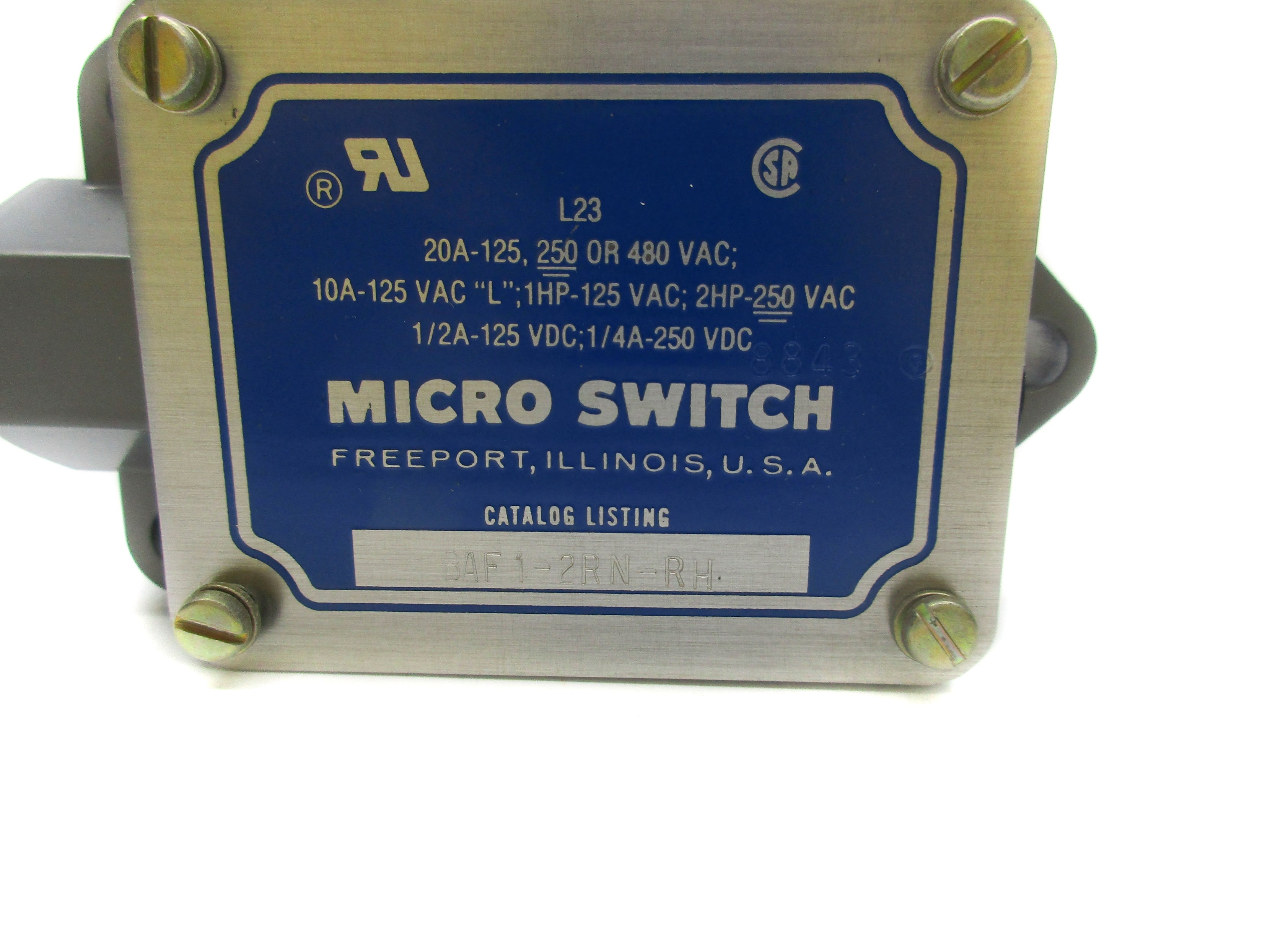 MICROSWITCH BAF1-2RN-RH 480VAC 20A (GREY) NSNP