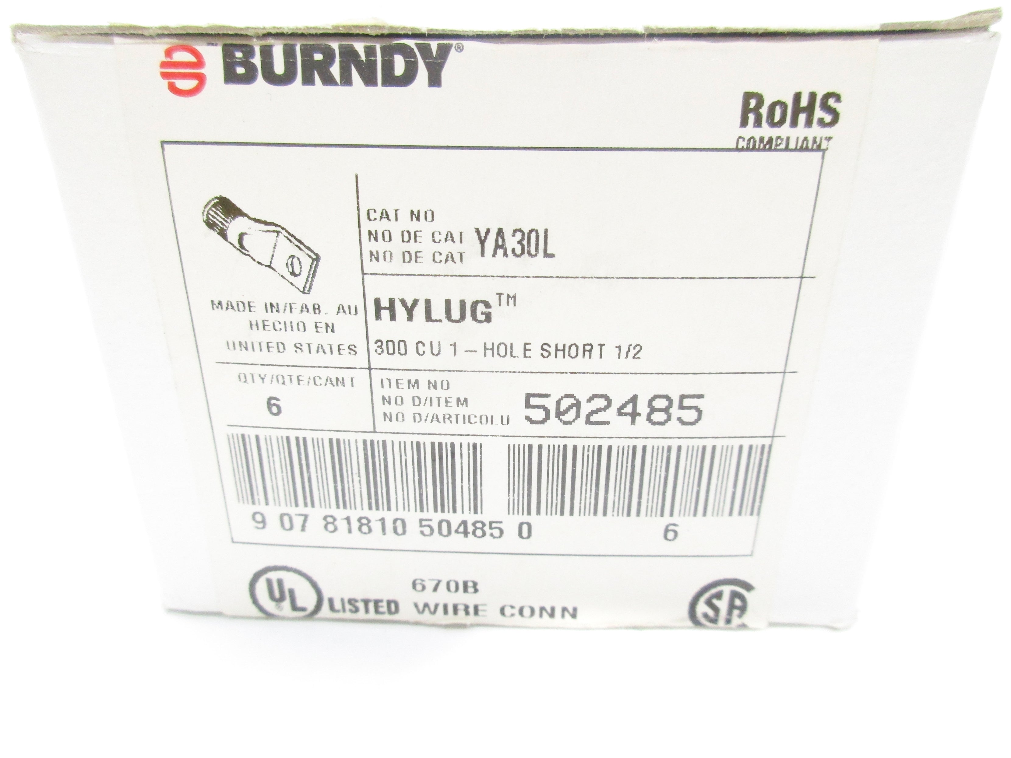 BURNDY YA30L (PKG OF 6)  NSMP