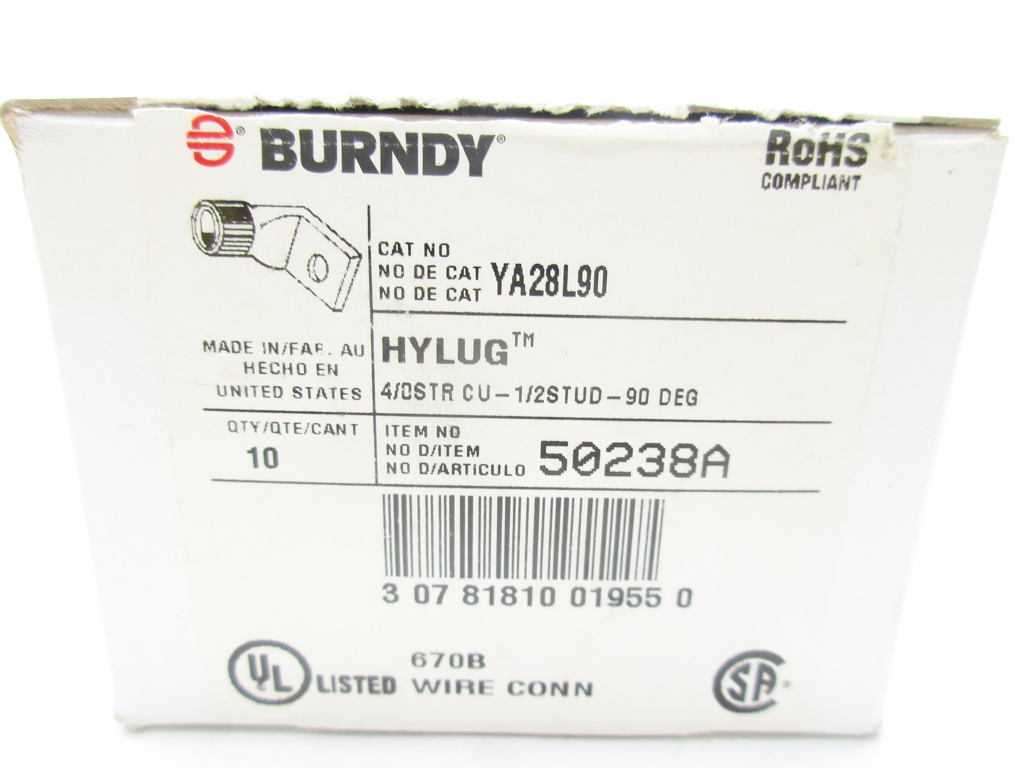 BURNDY YA28L90 (PKG OF 10) NSMP
