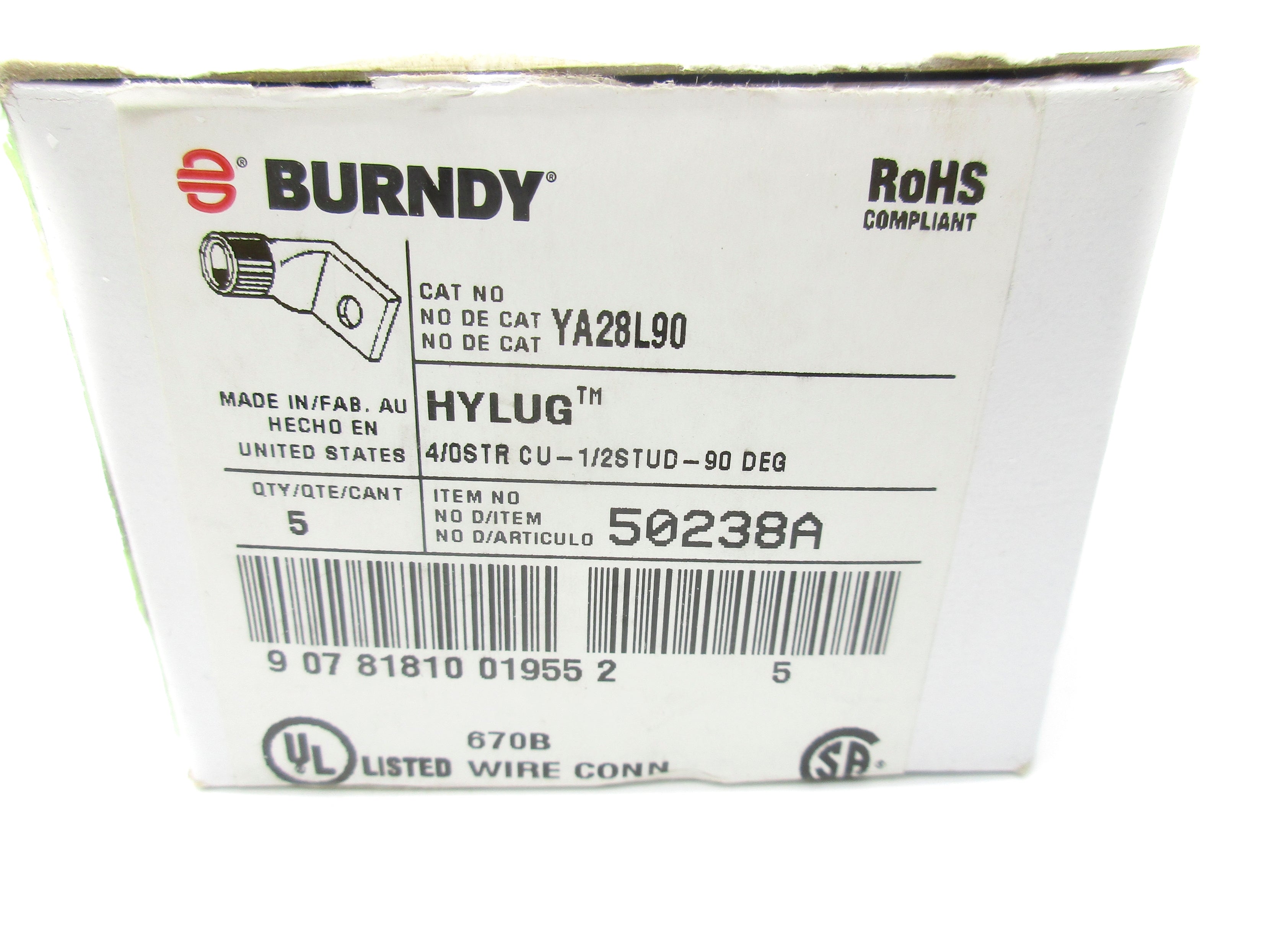 BURNDY YA28L90 (PKG OF 5) NSMP