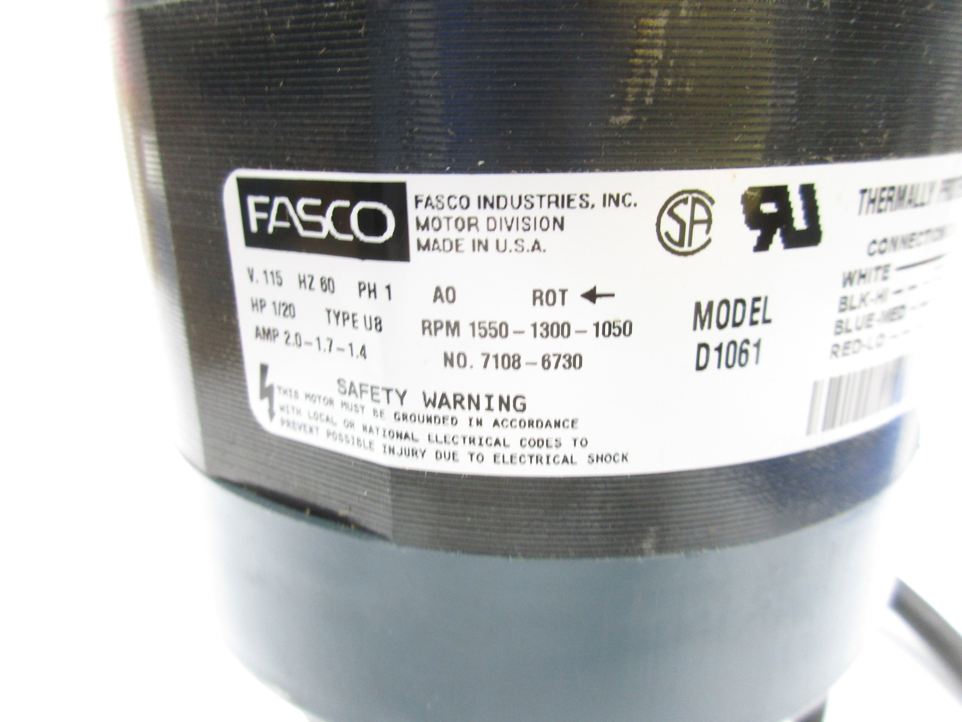 FASCO D1061 7108-6730 115V 2.0-1.7-1.4A NSNP