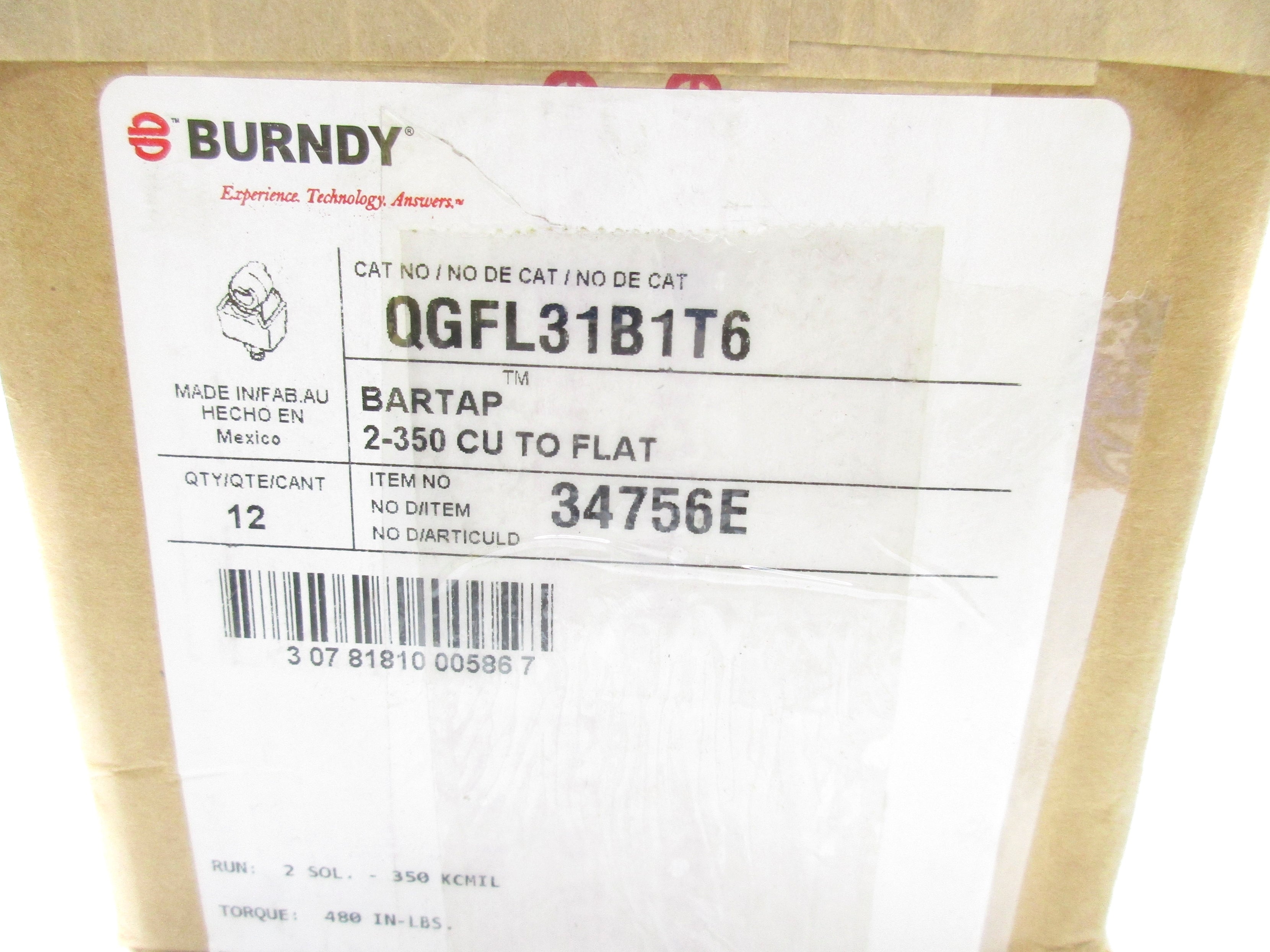 BURNDY QGFL31B1T6 (PKG OF 12) NSMP