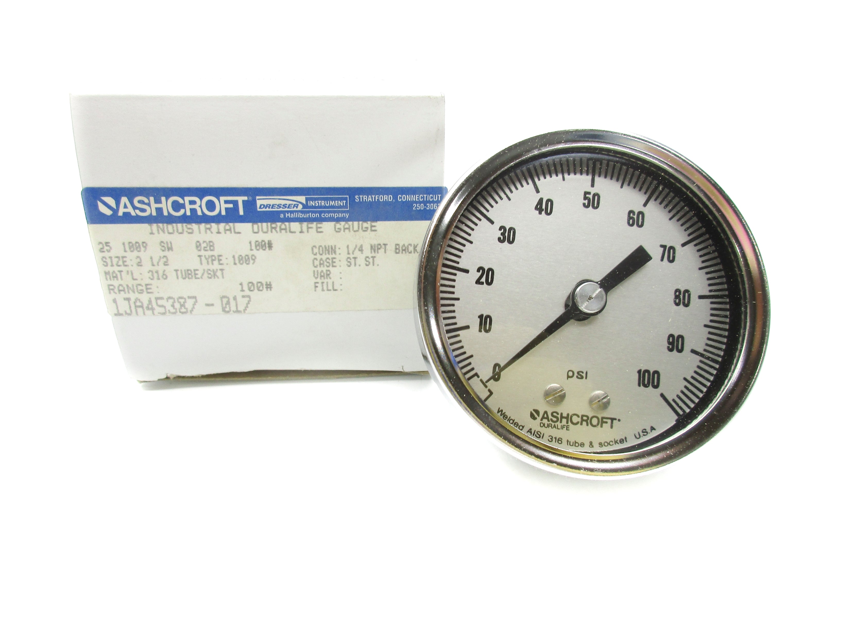 ASHCROFT 25-1009-SW-02B-100# 0-100PSI NSMP