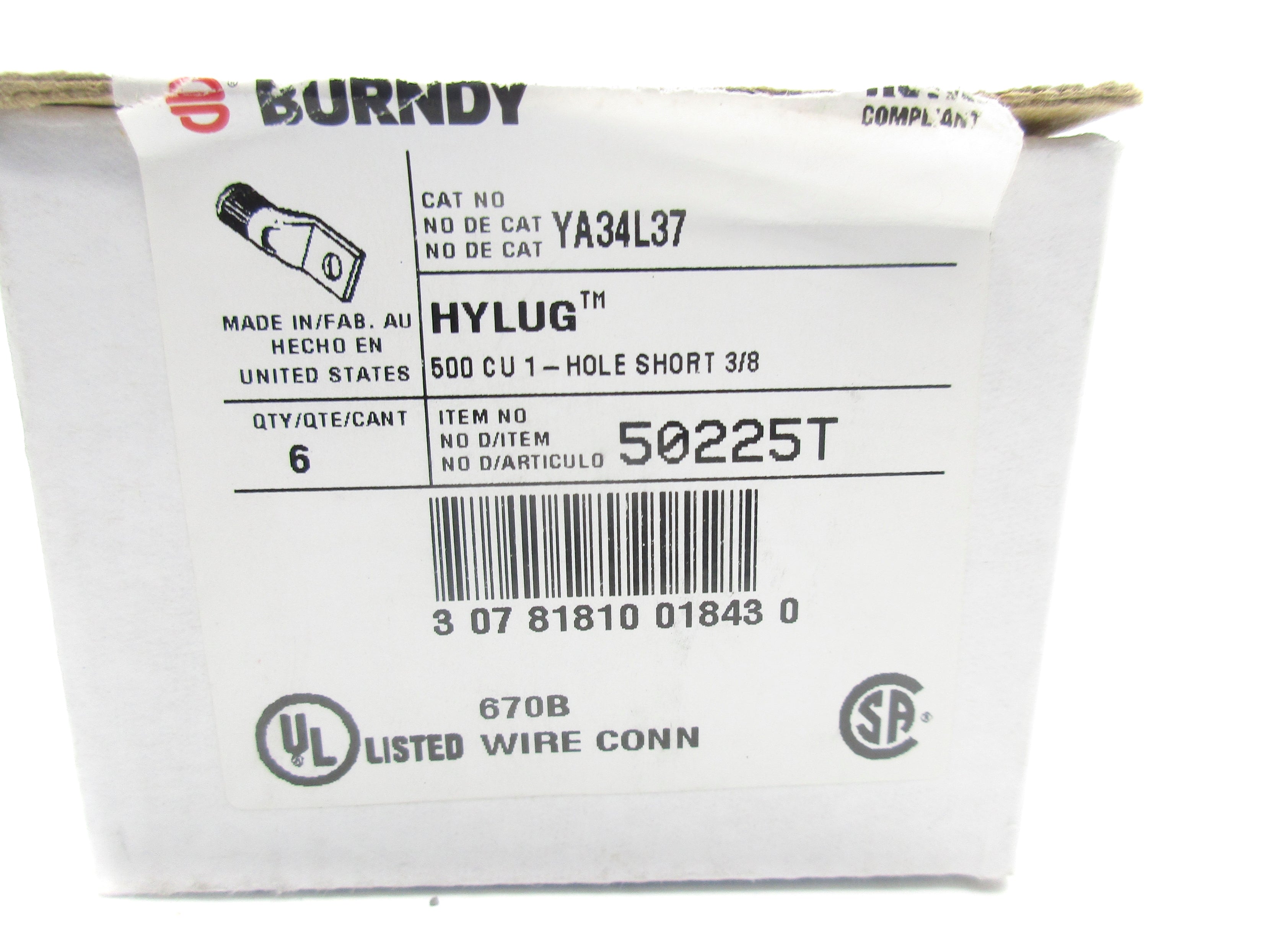 BURNDY YA34L37 (PKG OF 6) NSMP