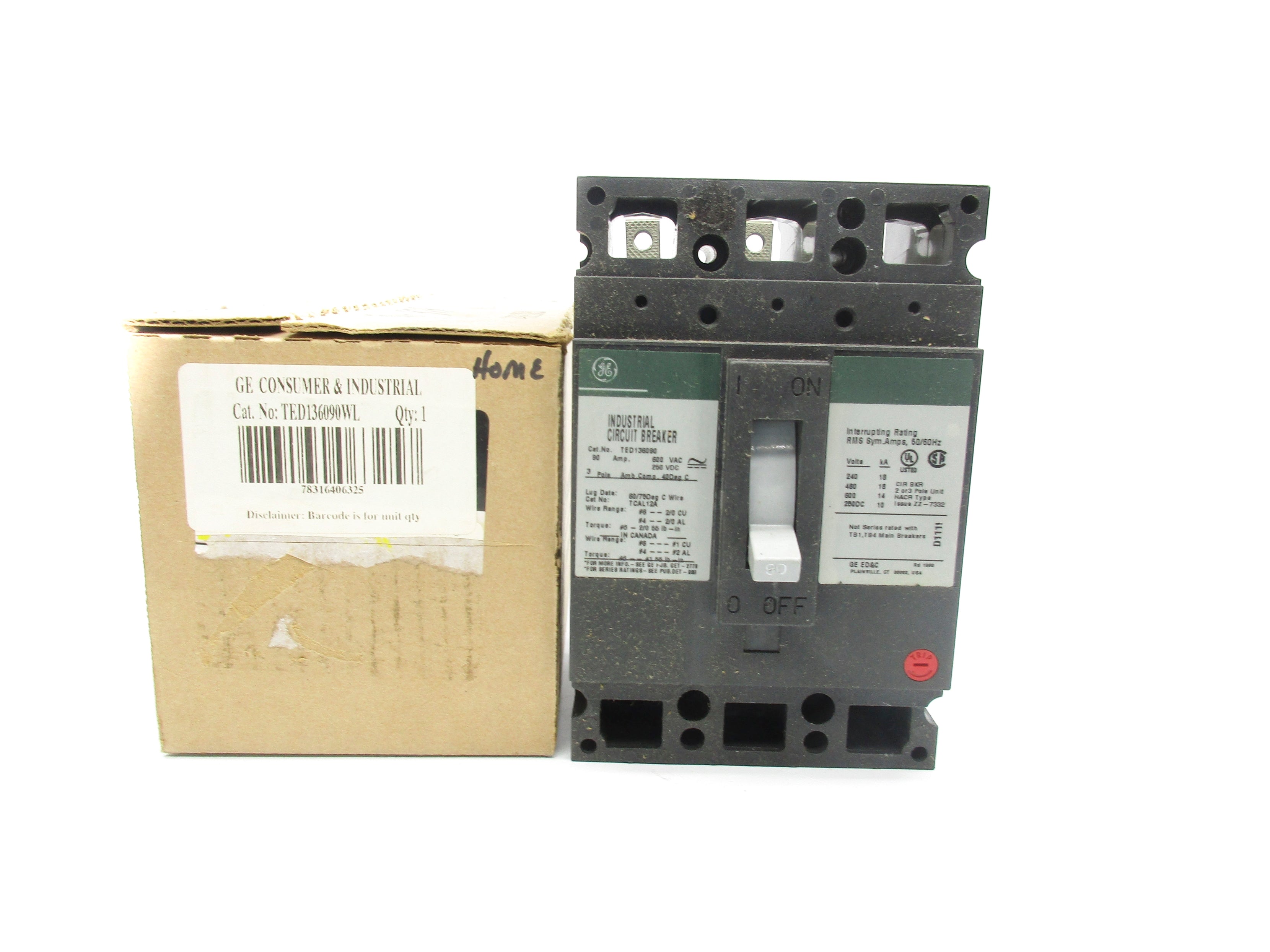 GENERAL ELECTRIC TED136090WL 600VAC 90A NSMP