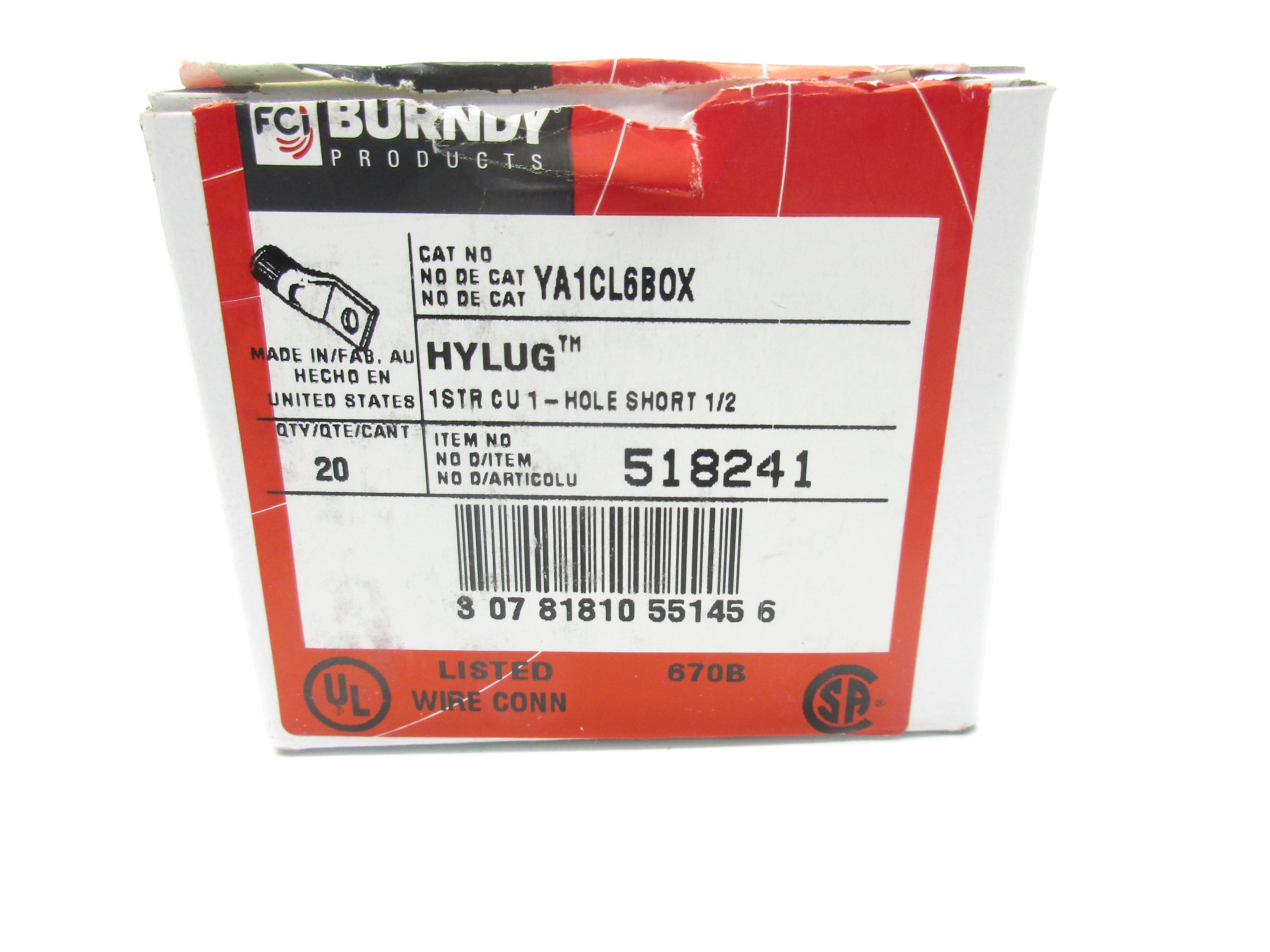 BURNDY YA1CL6BOX (PKG OF 20) NSMP