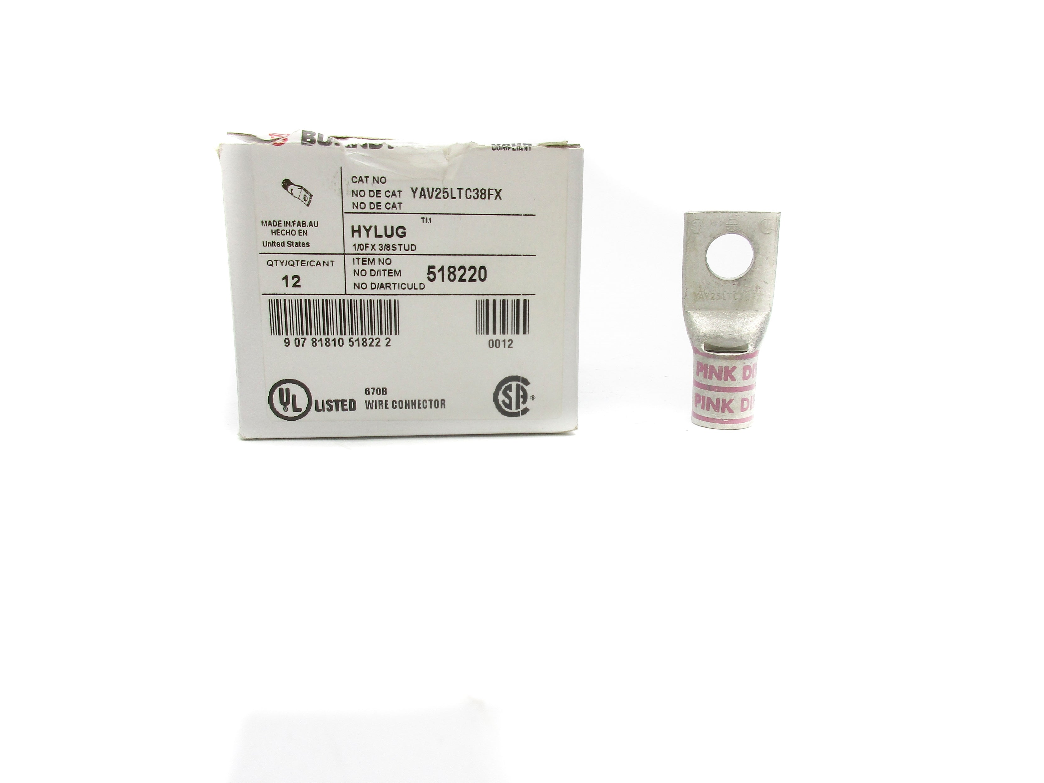 BURNDY YAV25LTC38FX (PKG OF 12) NSMP