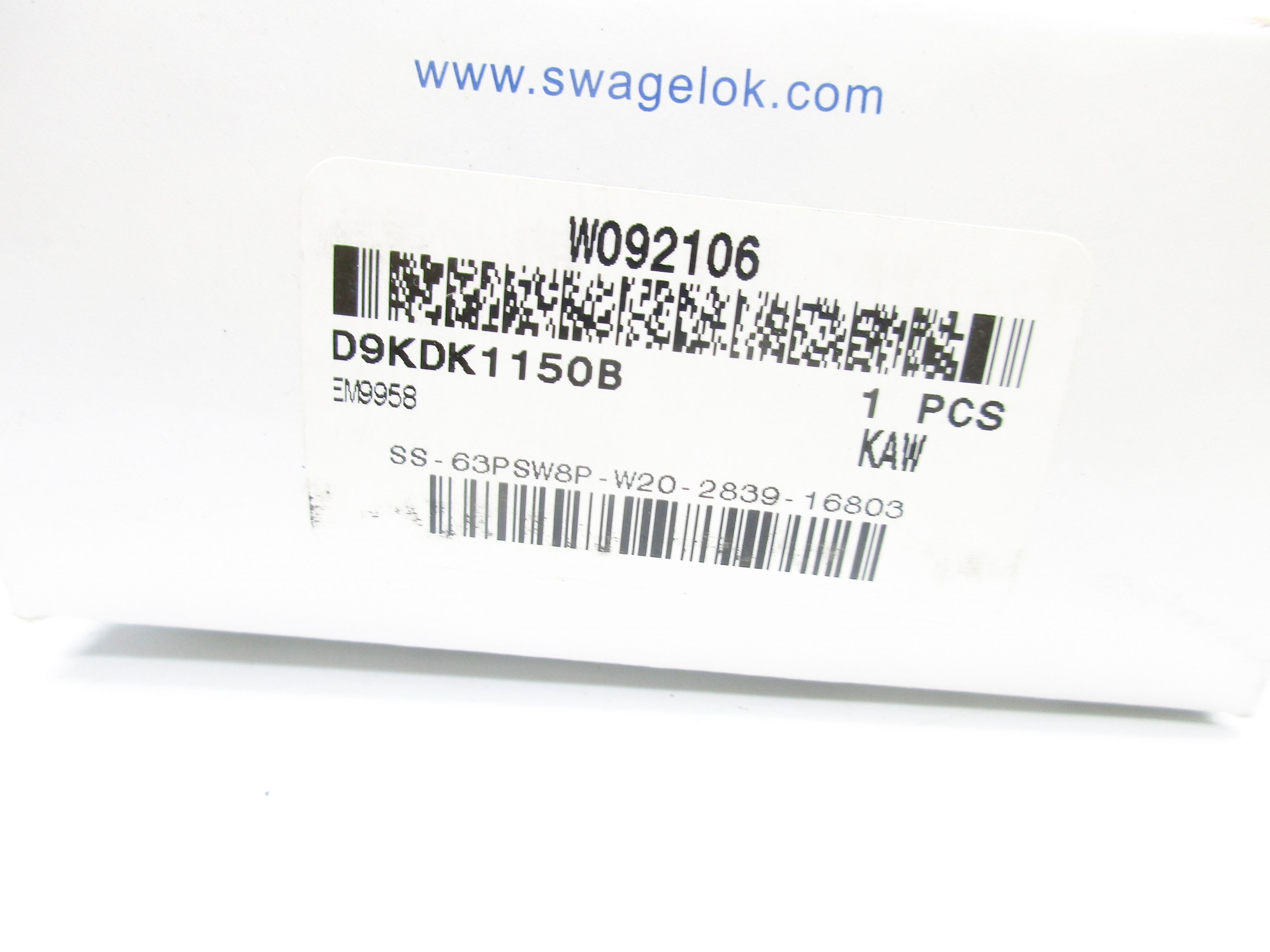 SWAGELOK W092106 2500PSIG NSMP
