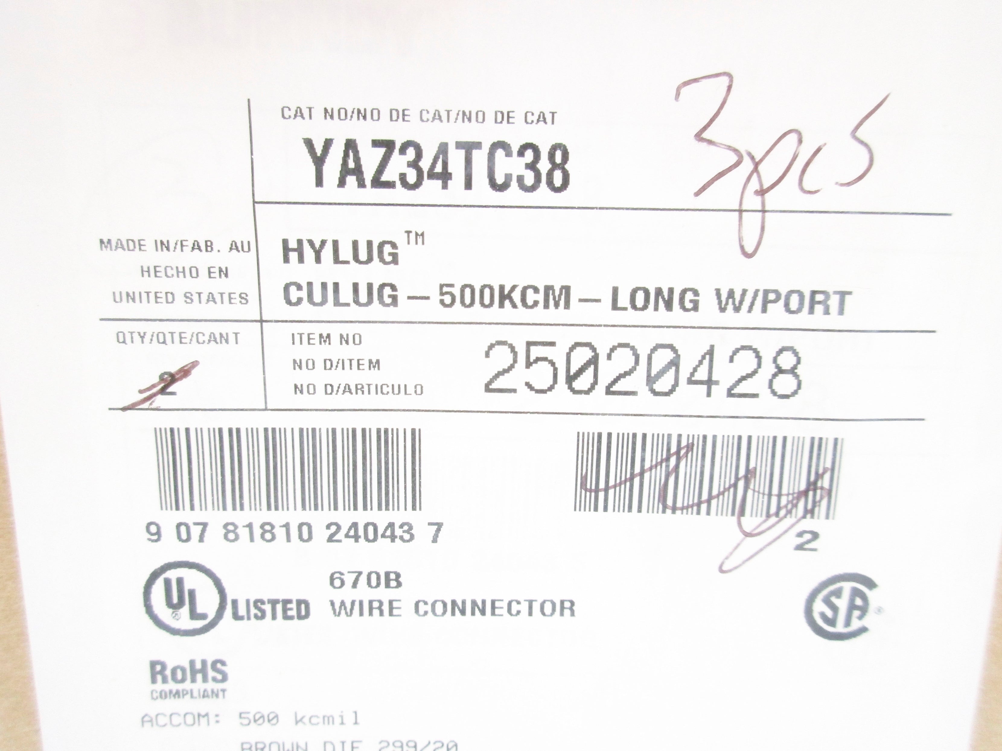 BURNDY YAZ34TC38 NSNP