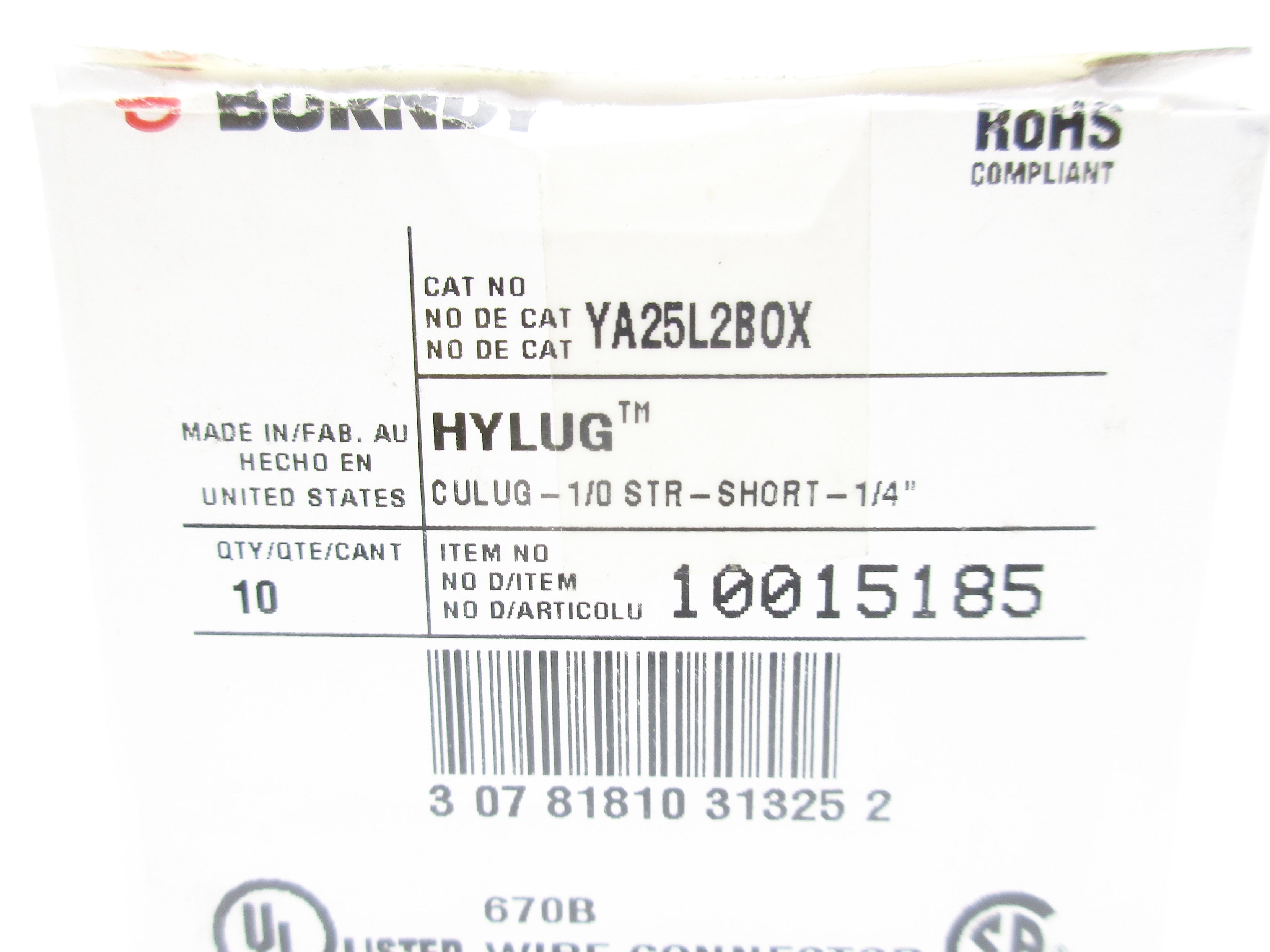 BURNDY YA25L2BOX (PKG OF 10) NSMP