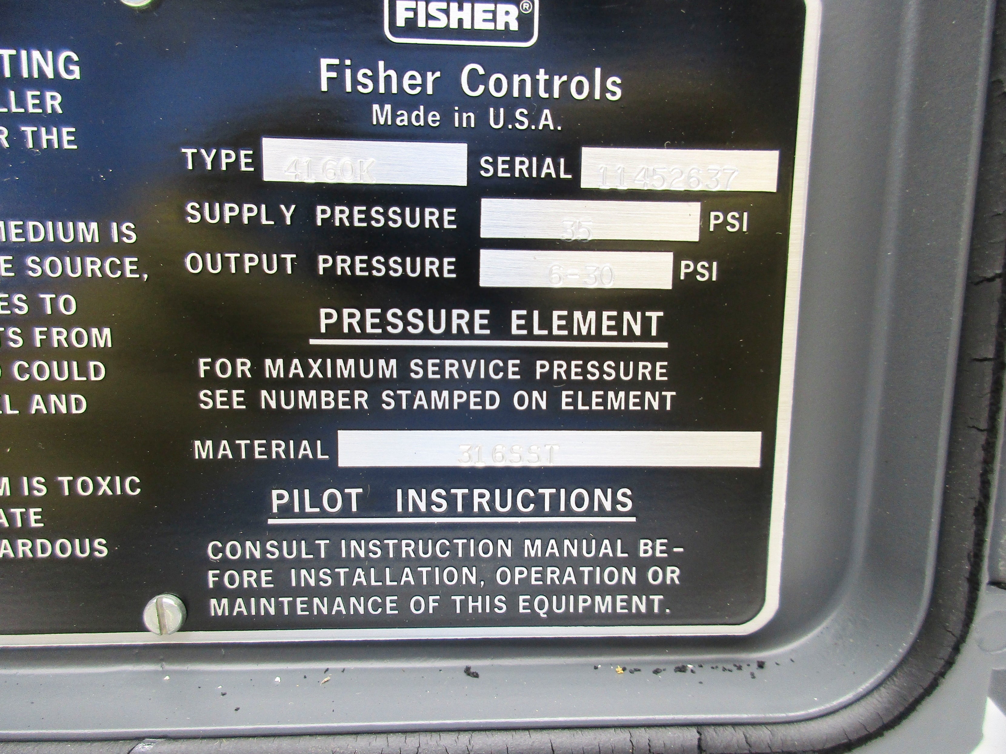 FISHER CONTROLS 4160K NSNP