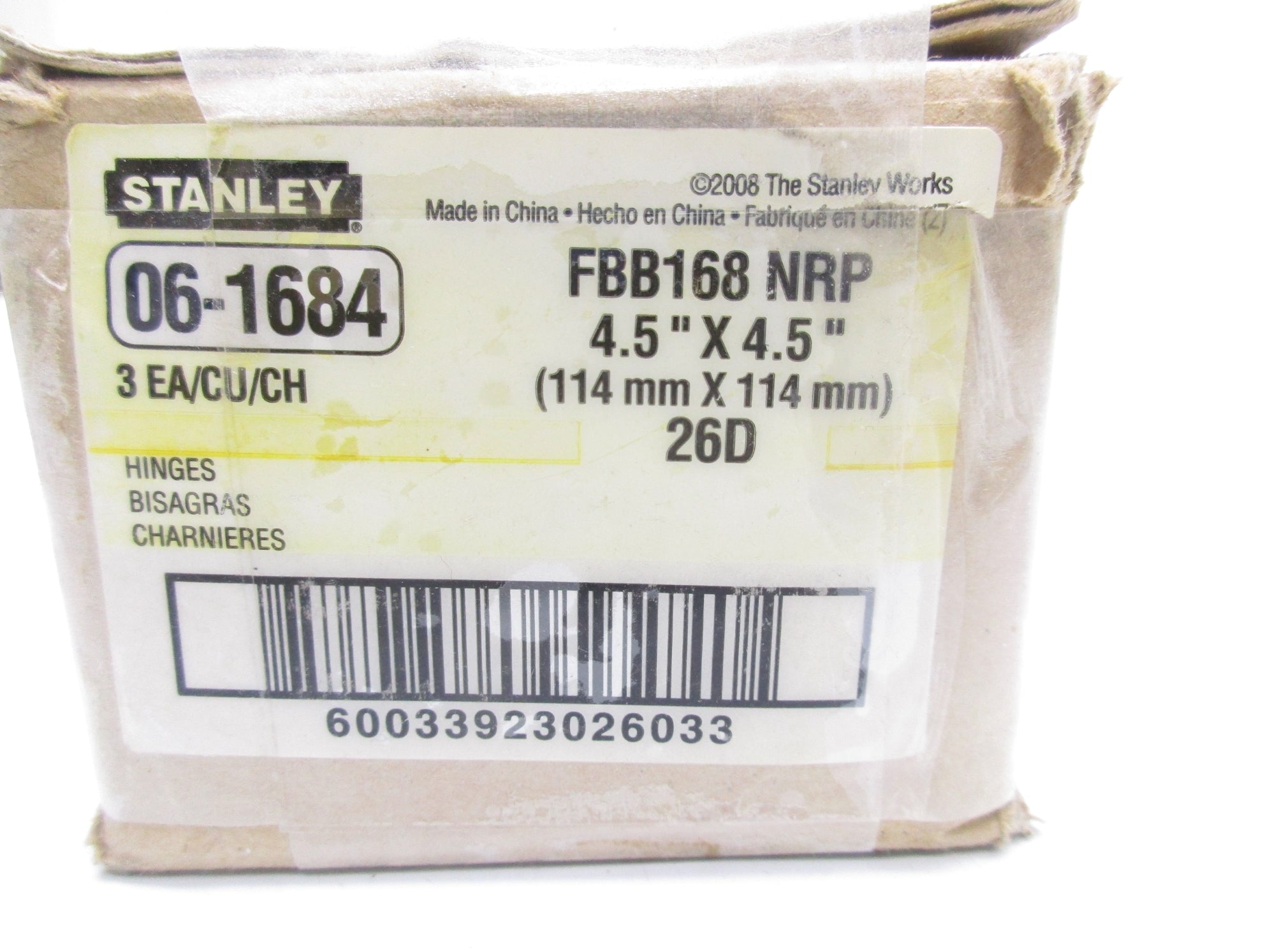 STANLEY HINGES 06-1684 FBB168NPR (PKG OF 3) NSMP