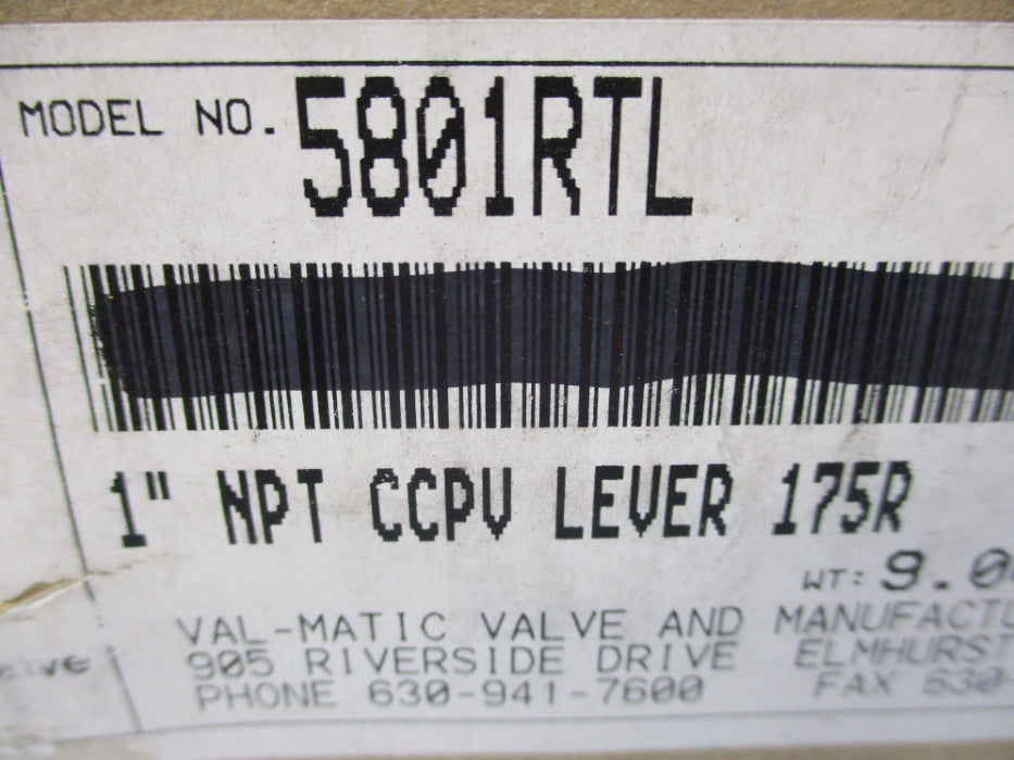 VAL-MATIC 5801RTL 175PSI NSMP