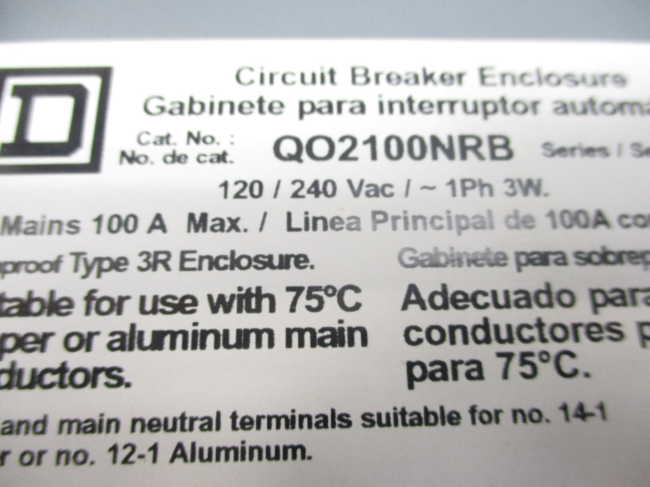 SQUARE D QO2100NRB SER. E02 (AS PICTURED) NSNP