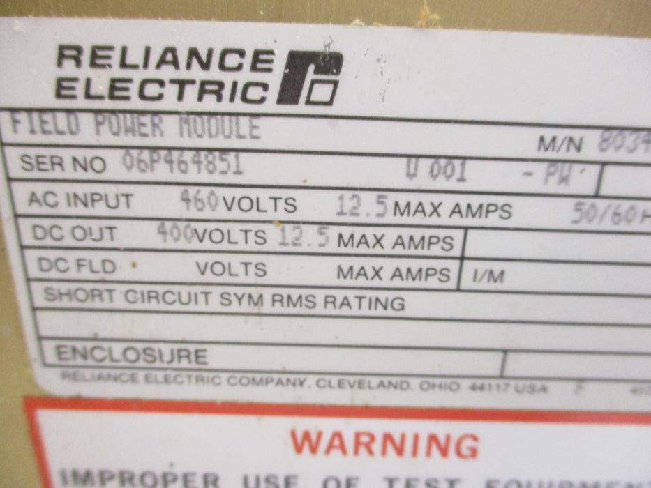 RELIANCE ELECTRIC 803456-4T 460V 12.5A NSMP