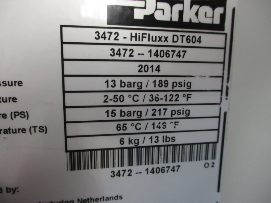 PARKER 3472-HIFLUXXDT604 189PSIG UNMP