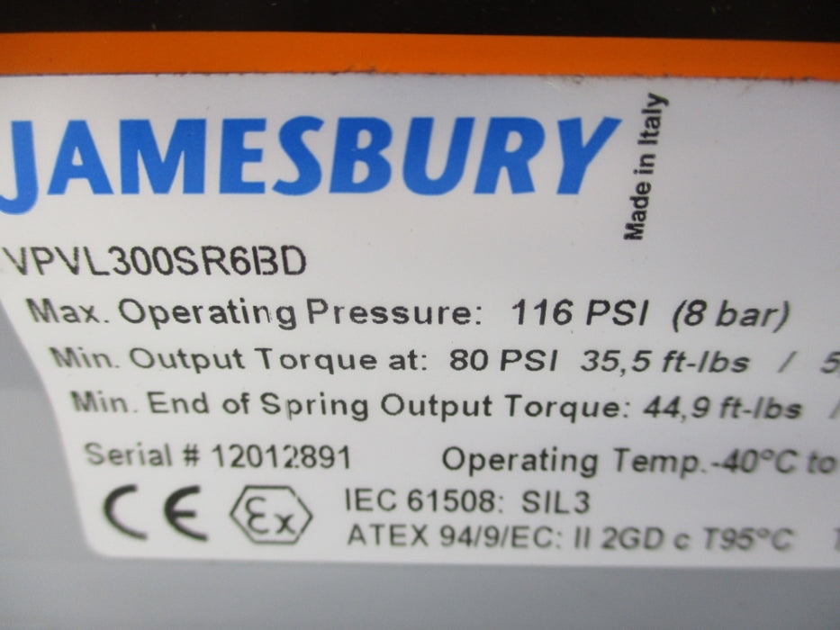 JAMESBURY VPVL300SR6BD 116PSI NSNP
