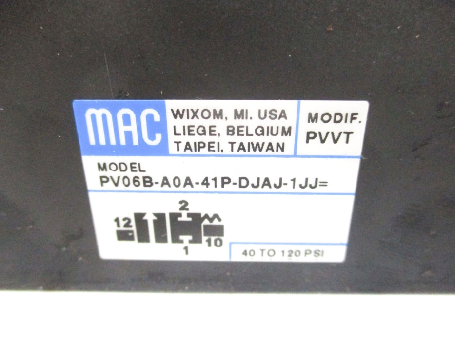MAC PV06B-A0A-41P-DJAJ-1JJ 40-120PSI 110/120V NSNP