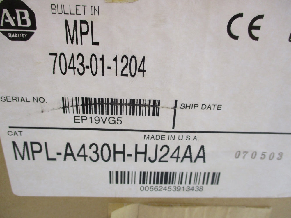 ALLEN BRADLEY MPL-A430H-HJ24AA SER. A NSMP